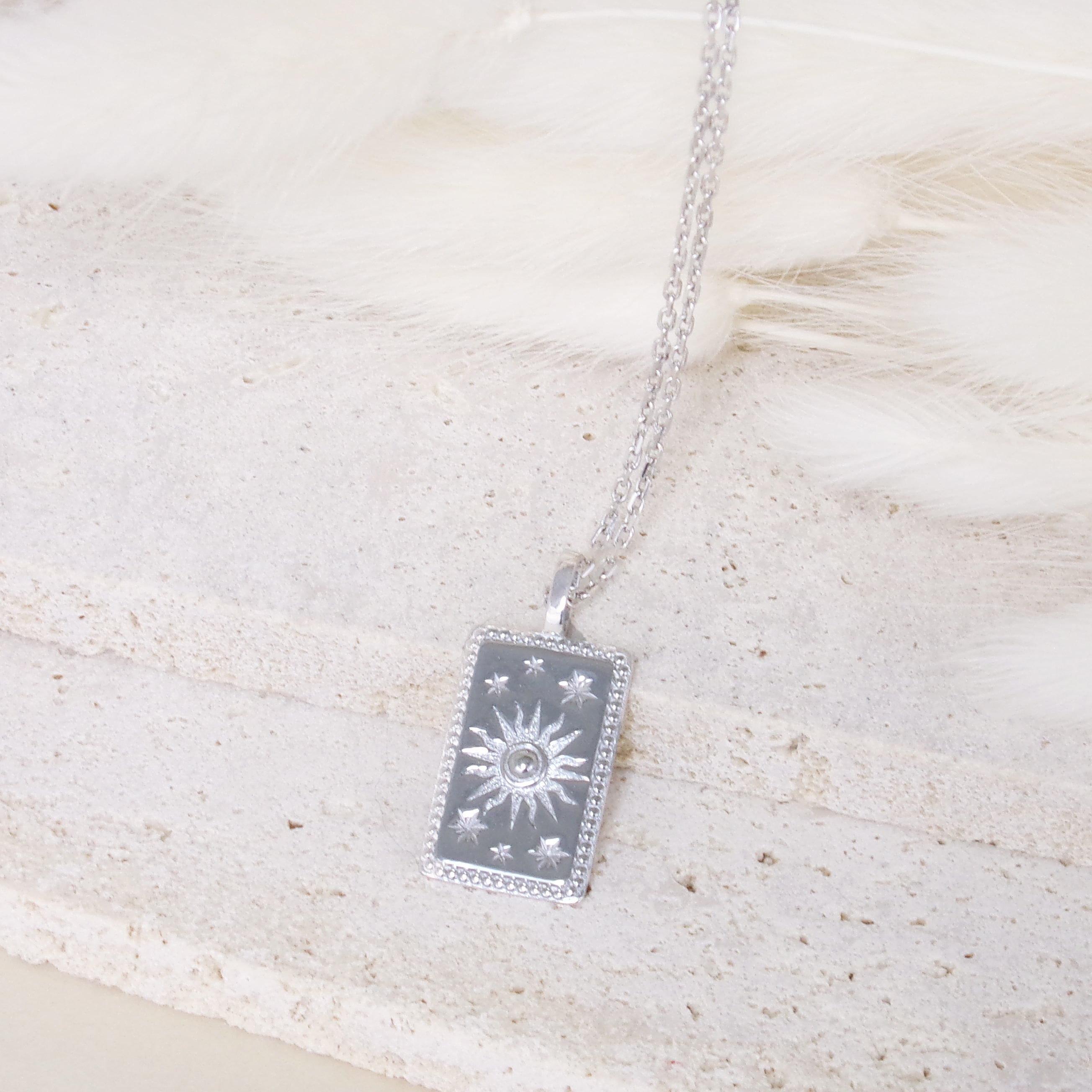 Pendentif Tarot Soleil éclatant argent à graver