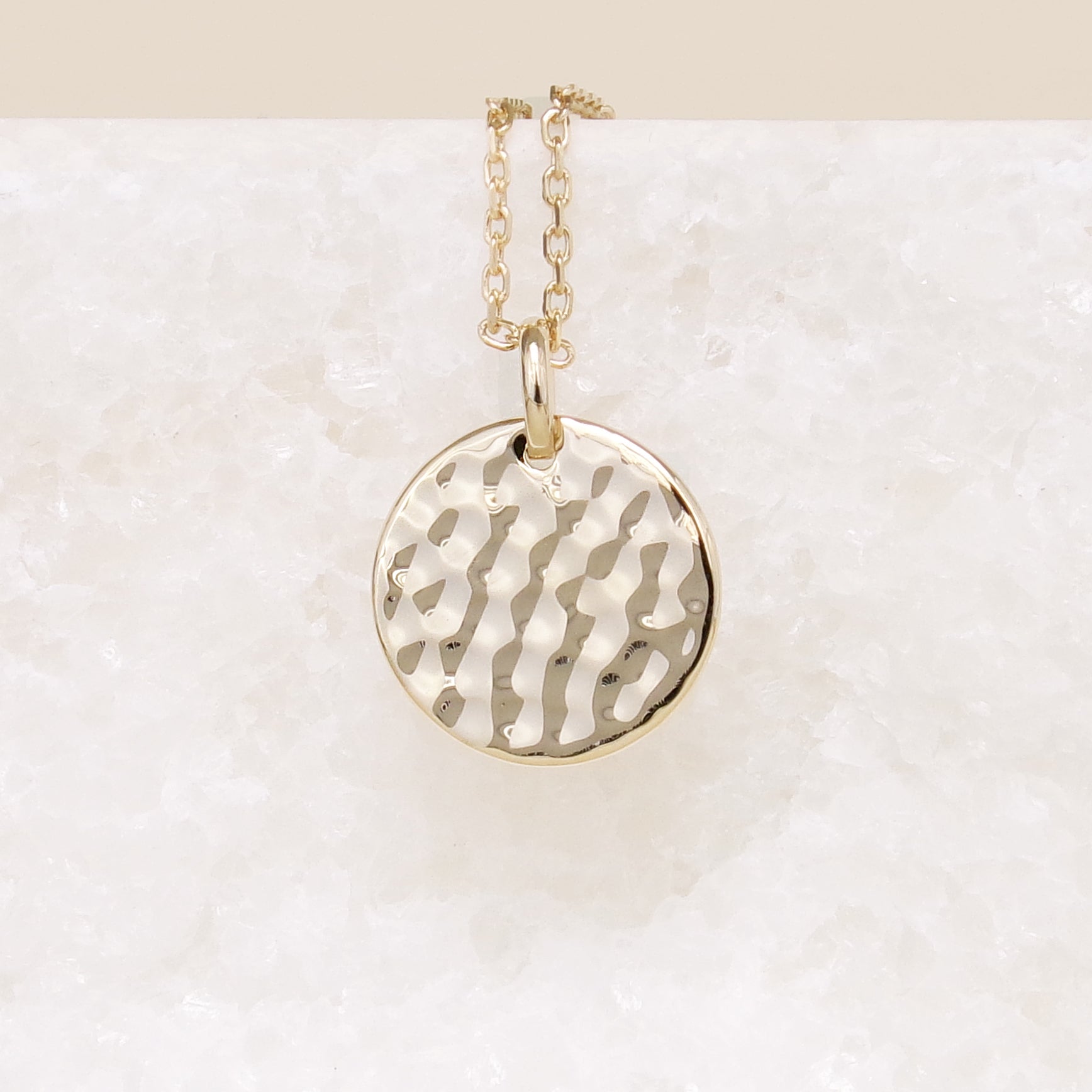 Hammered medal pendant 15mm gold plated to engrave