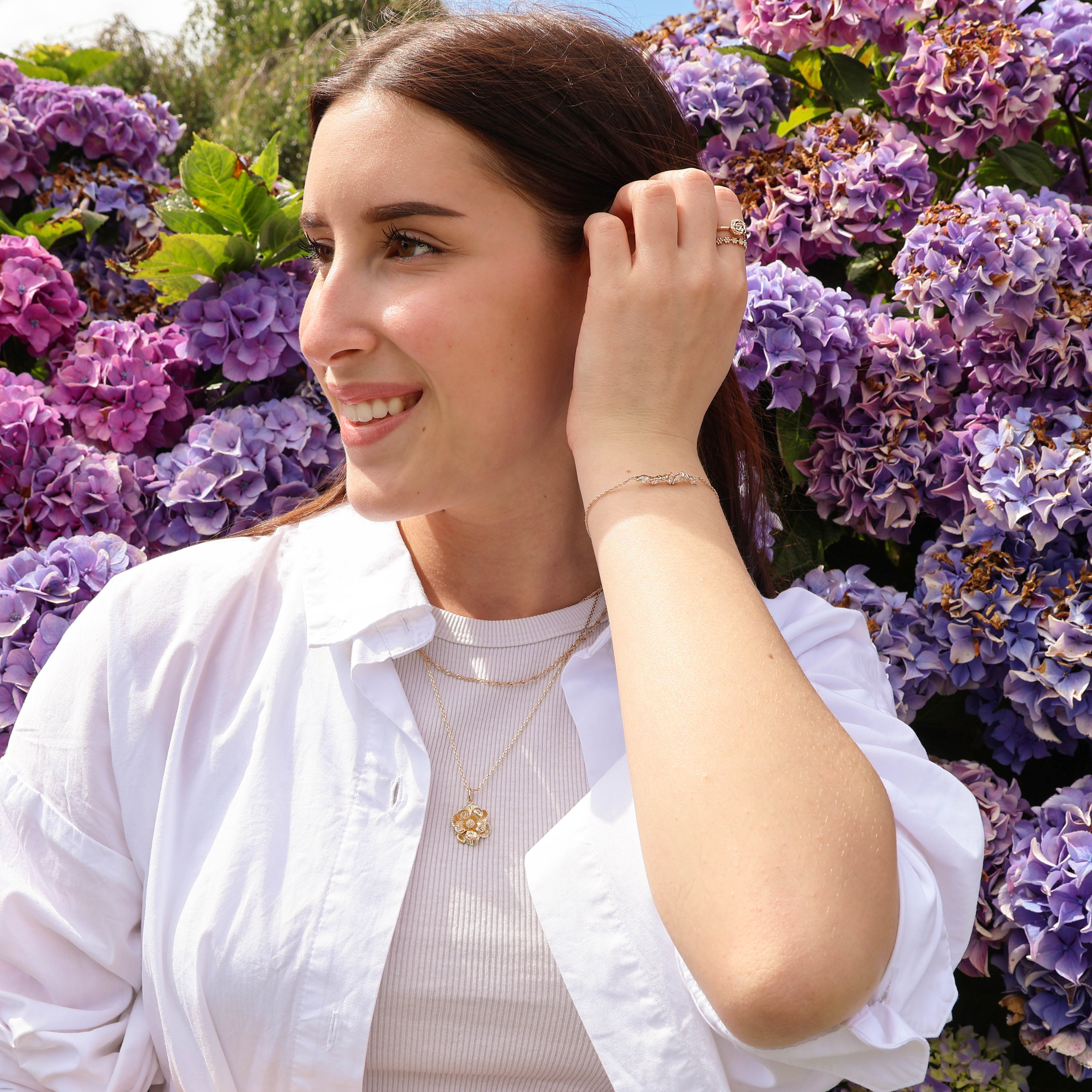 Lumia pendant striped flower gold-plated