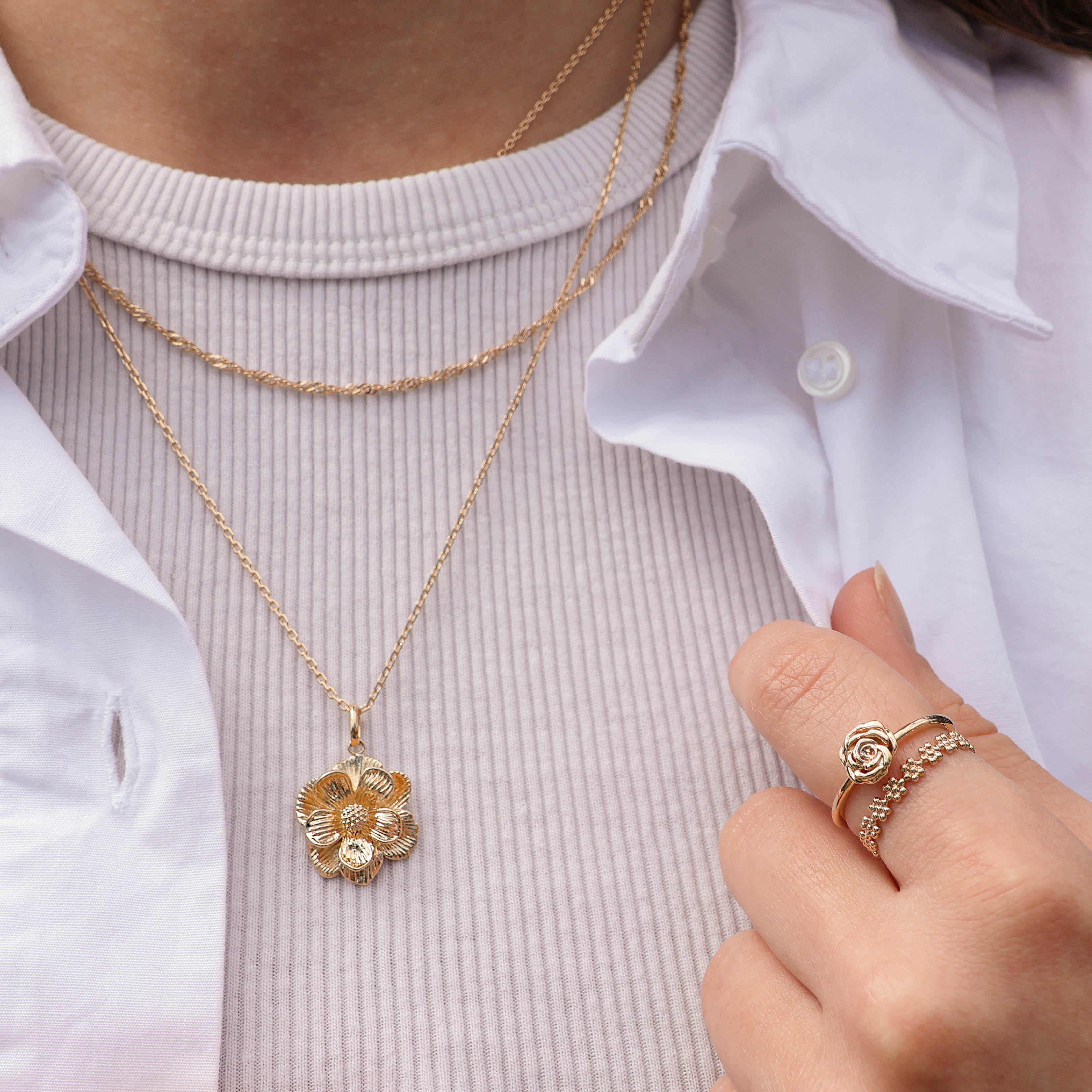 Lumia pendant striped flower gold-plated