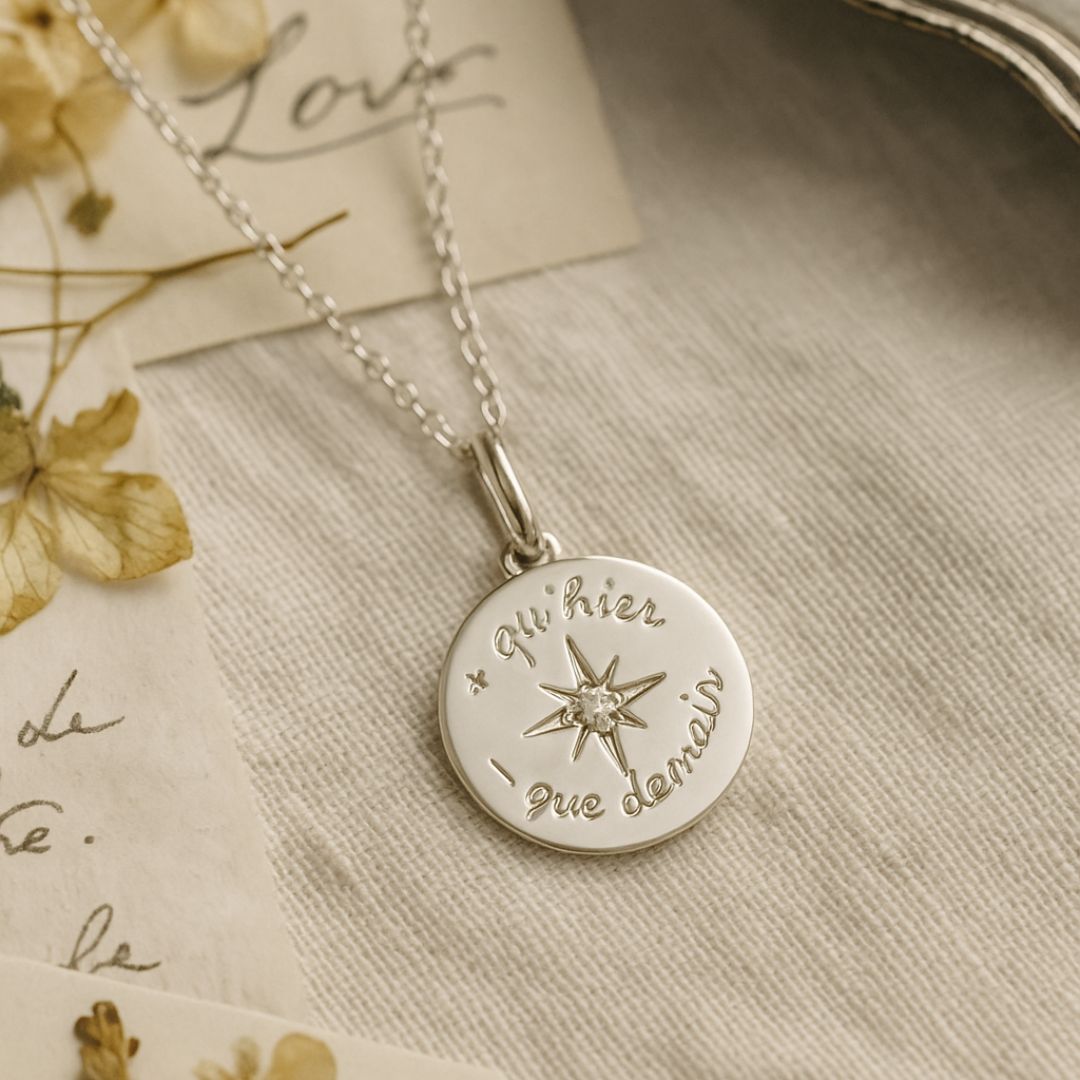 Message pendant more than yesterday less than tomorrow sterling silver