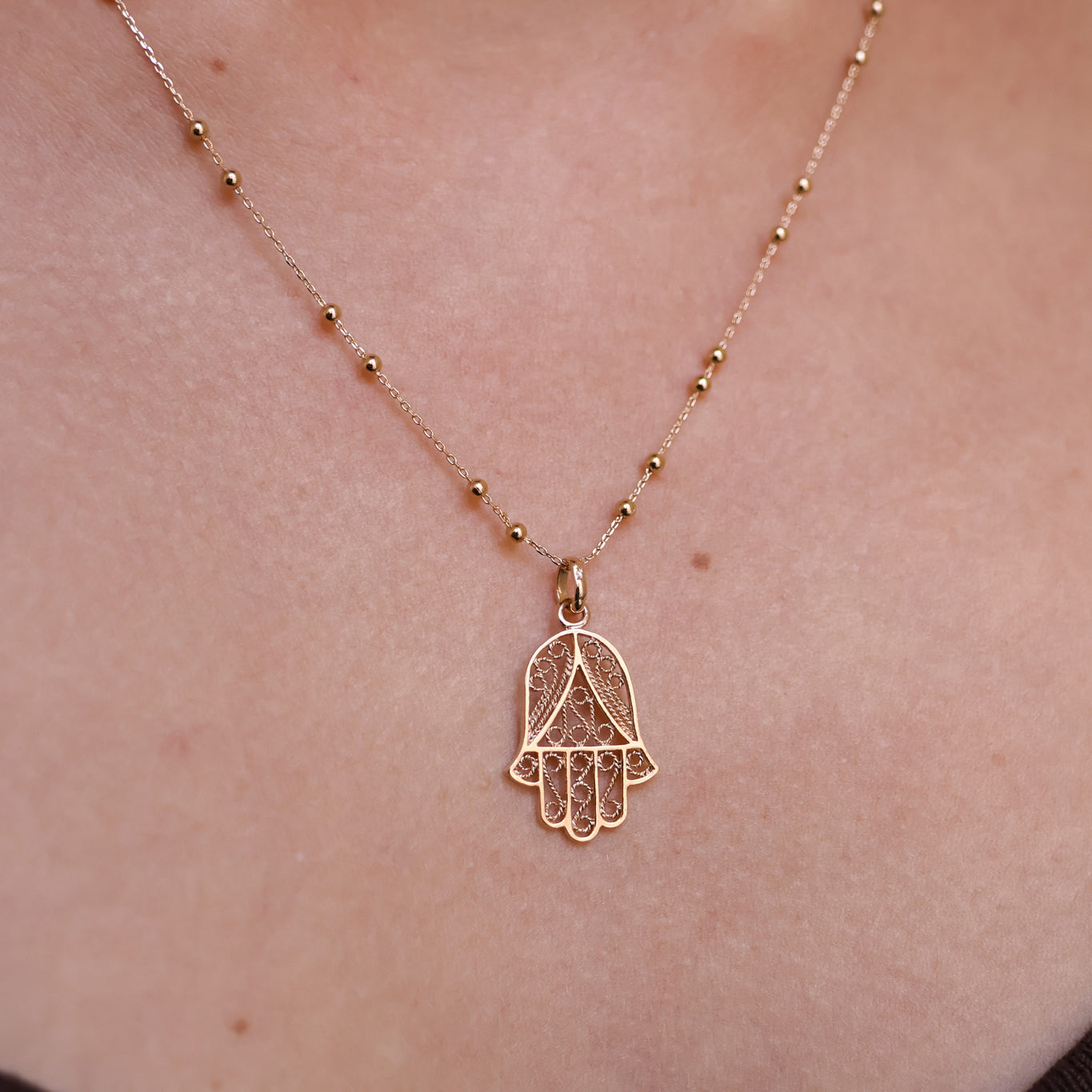 Gold-plated Hand of Fatima pendant