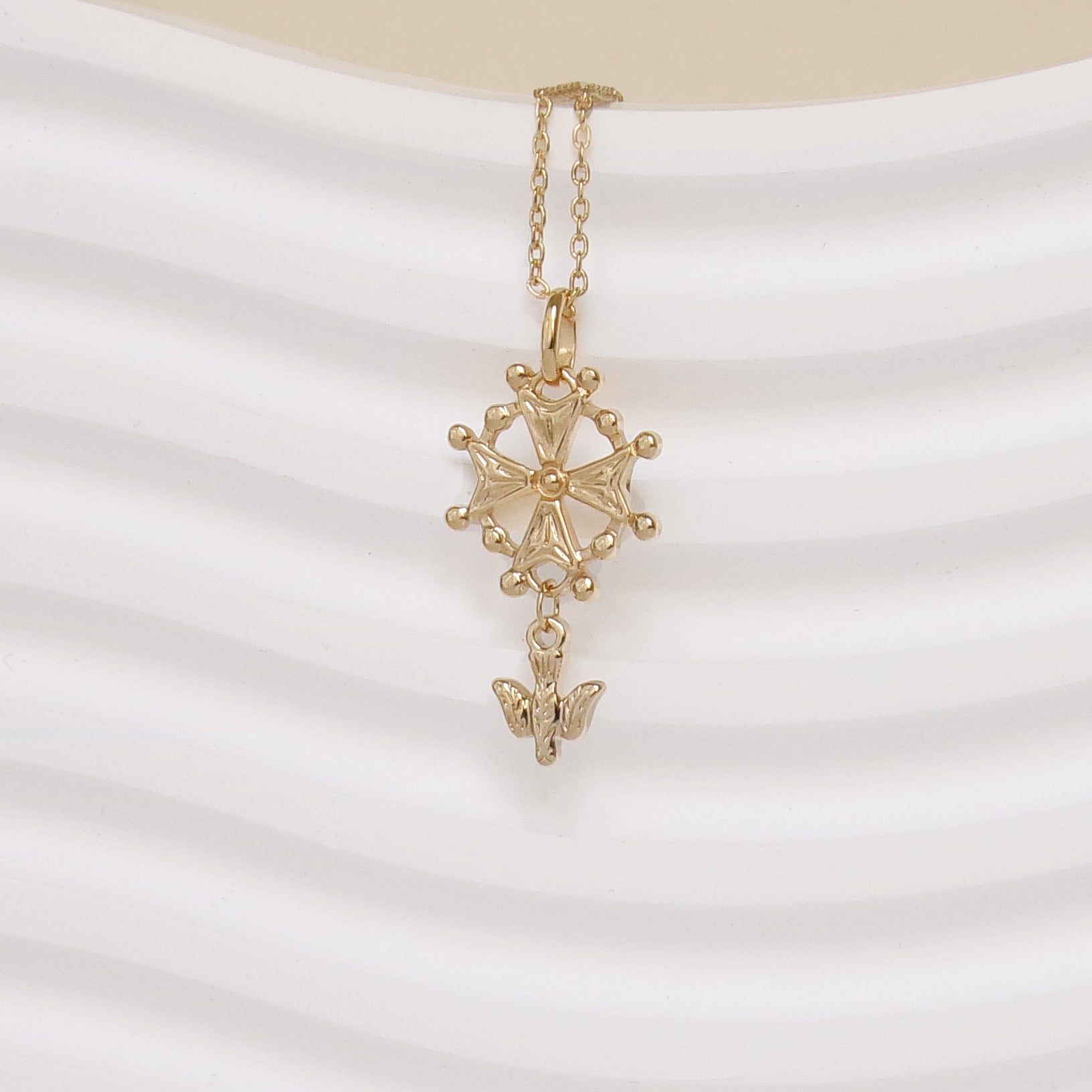 Gold-plated Huguenot Cross pendant