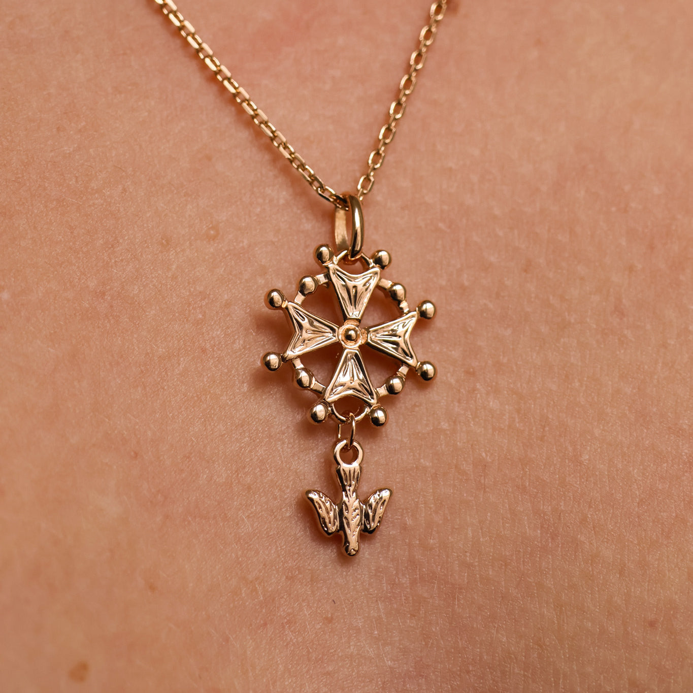 Gold-plated Huguenot Cross pendant
