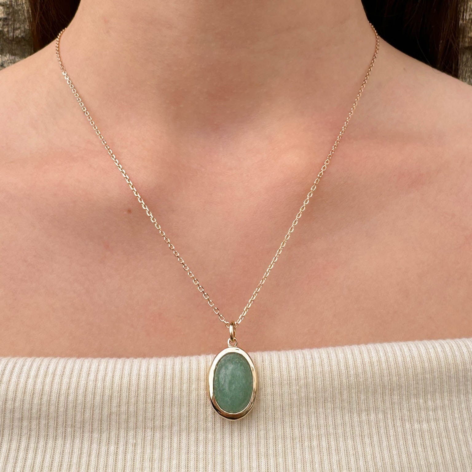 Aurea drop pendant green aventurine gold-plated