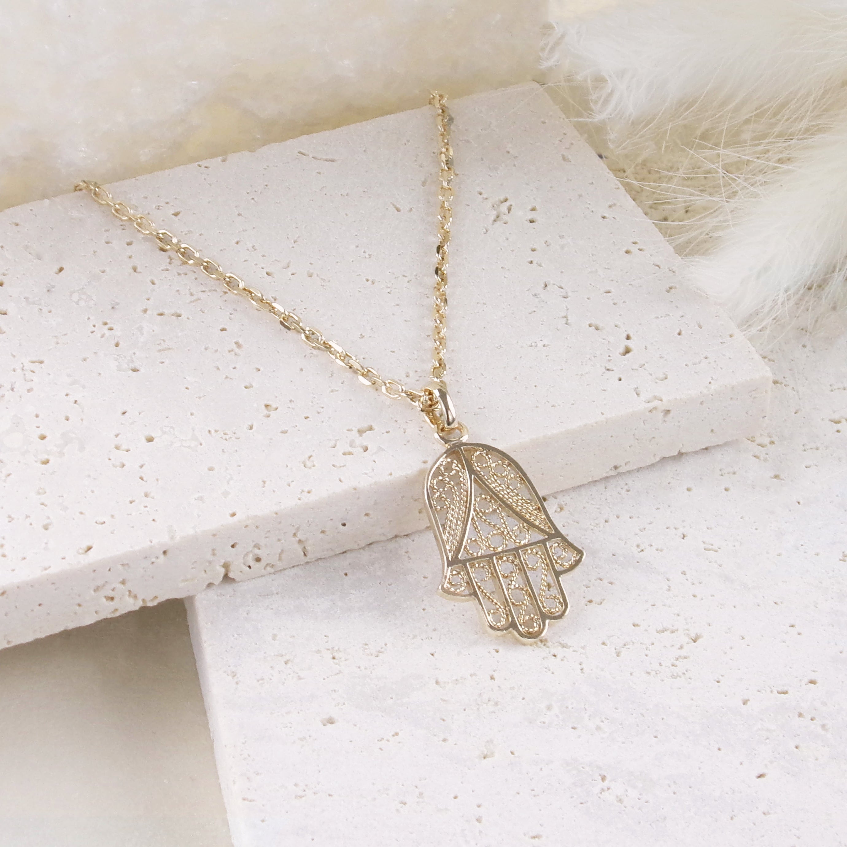 Gold-plated Hand of Fatima pendant