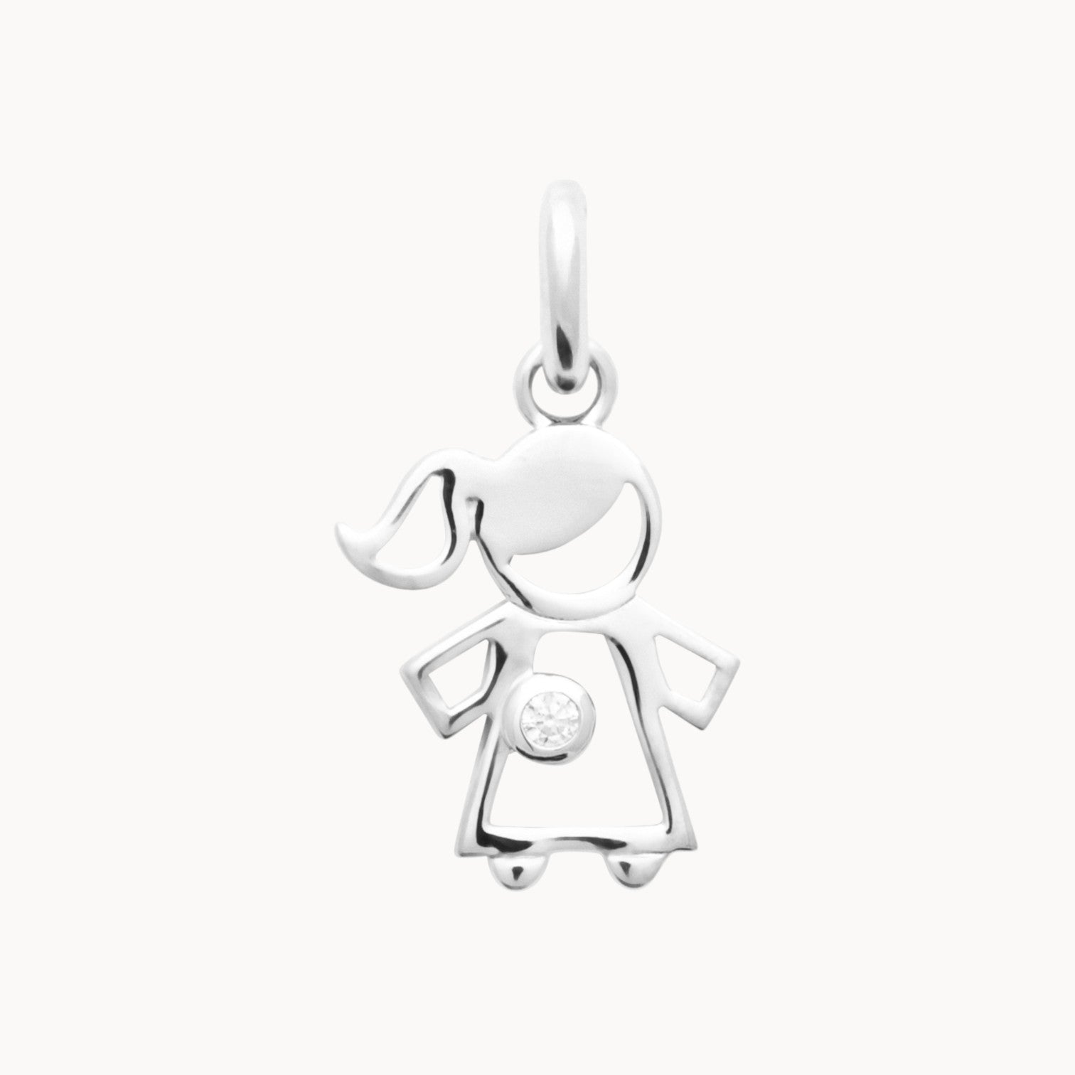 Pendentif silhouette fille argent 925, oxyde de zirconium, bijou raffiné Joyamada