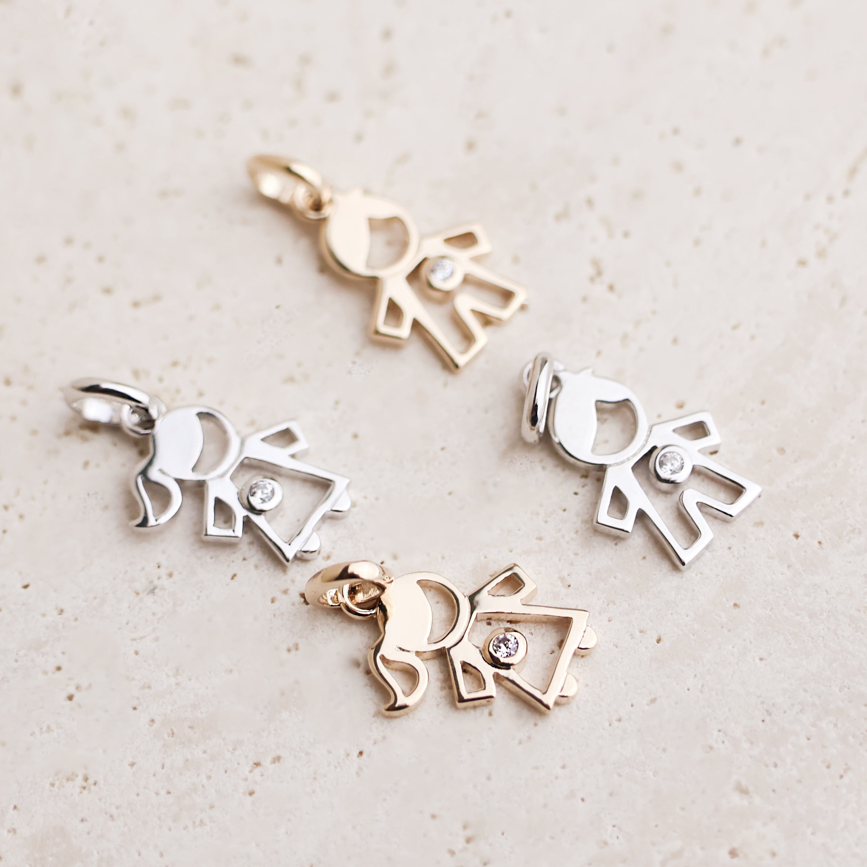 Pendentif silhouette fille garçon plaqué or 18K argent 925, oxyde de zirconium, bijou raffiné Joyamada