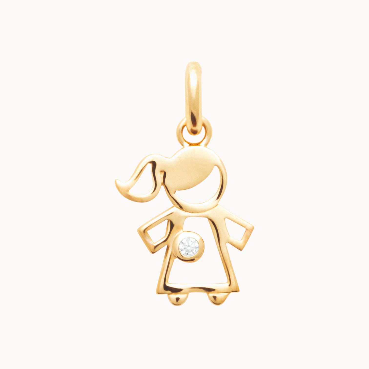 Pendentif silhouette fille en plaqué or 18K, oxyde de zirconium, bijou raffiné Joyamada, médaille personnalisable.