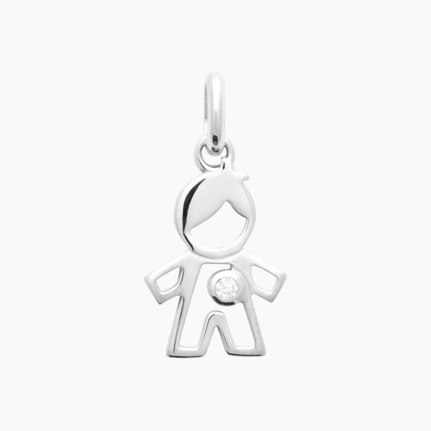 Pendentif silhouette garçon argent 925, oxyde de zirconium, bijou raffiné Joyamada