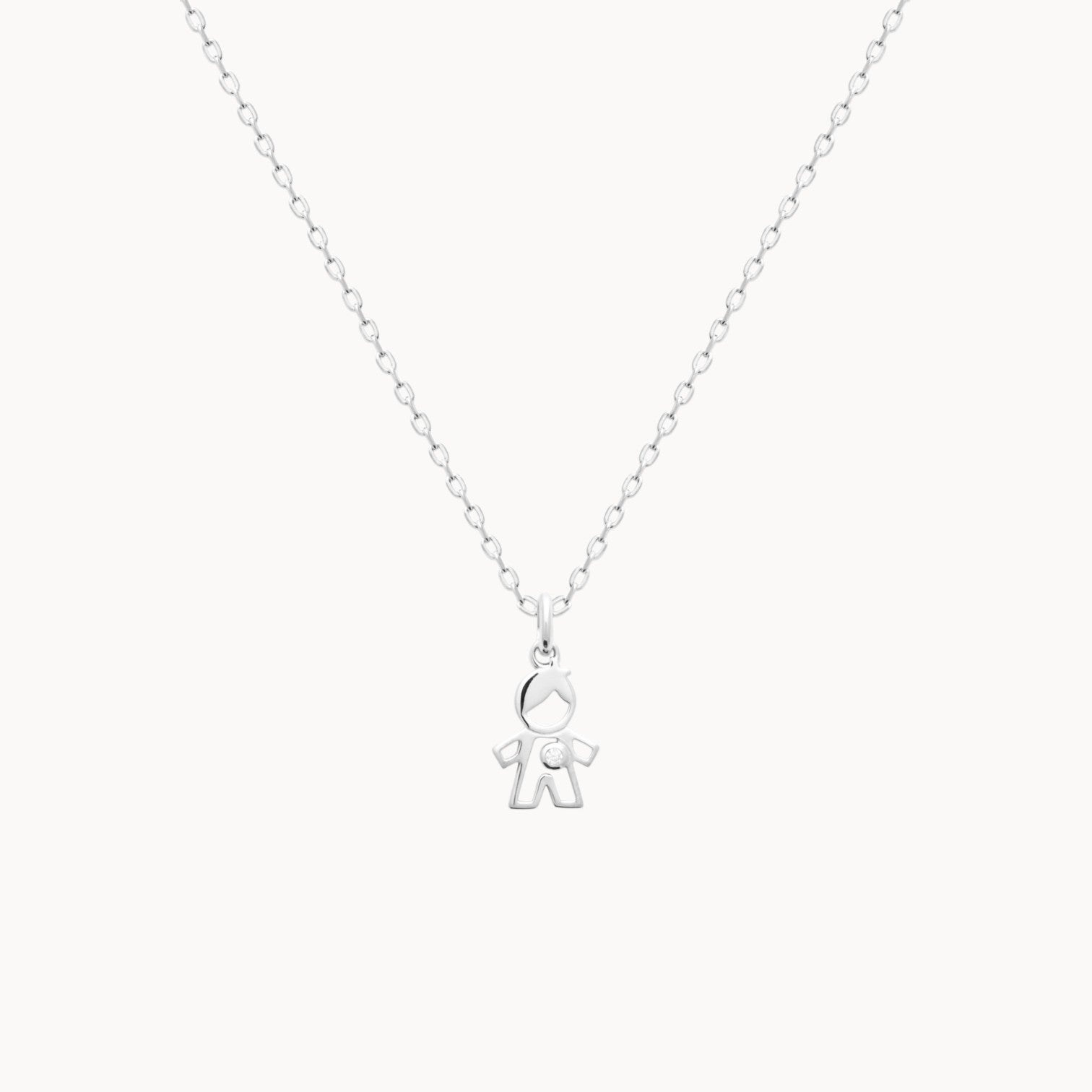 Pendentif silhouette garçon argent 925, oxyde de zirconium, bijou raffiné Joyamada