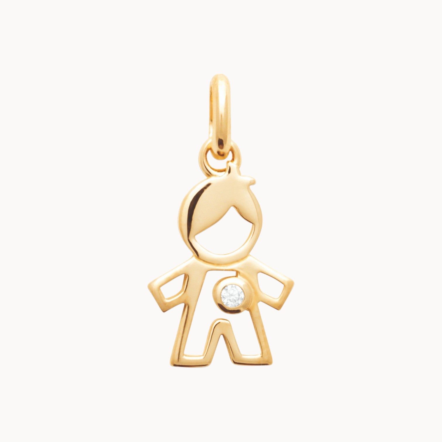 Pendentif silhouette garçon plaqué or 18k, oxyde de zirconium, bijou raffiné Joyamada