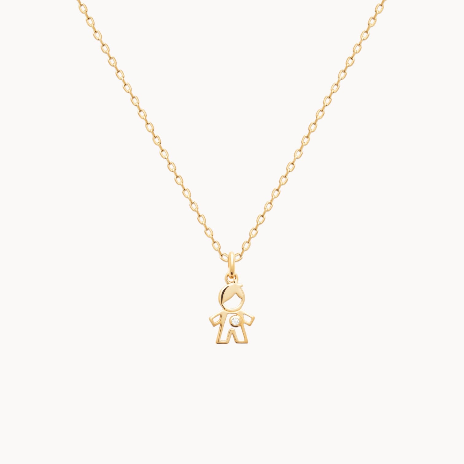 Pendentif silhouette garçon plaqué or 18k, oxyde de zirconium, bijou raffiné Joyamada