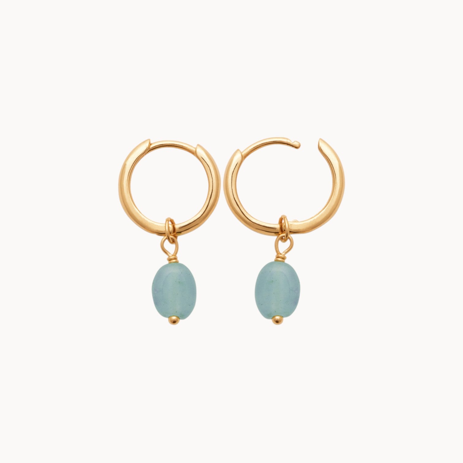 Boucles d'oreilles pendantes avec pierres d'Amozonite verte en plaqué or 18 carats