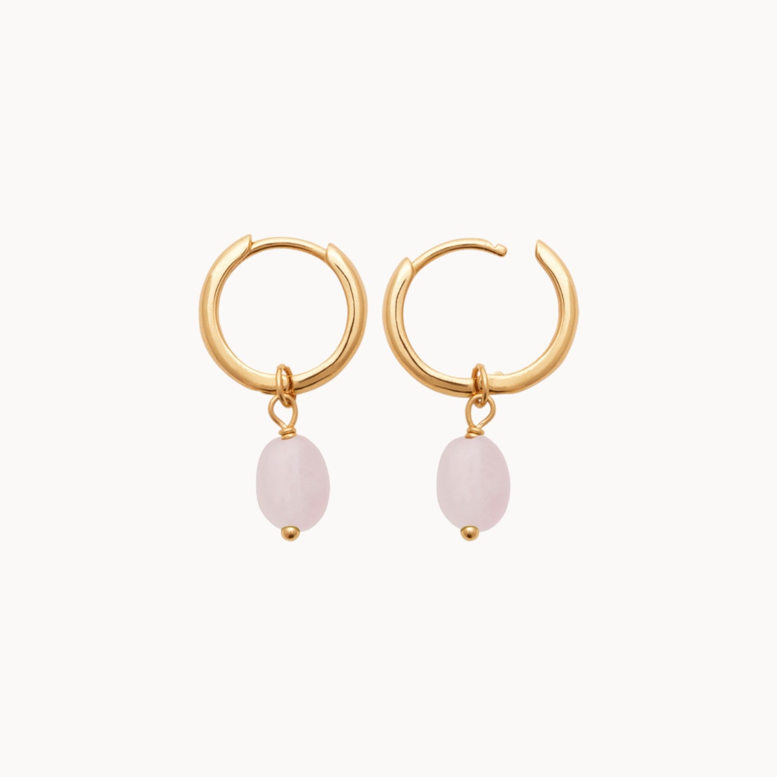 Boucles d'oreilles pendantes avec pierres de Quartz rose en plaqué or 18 carats