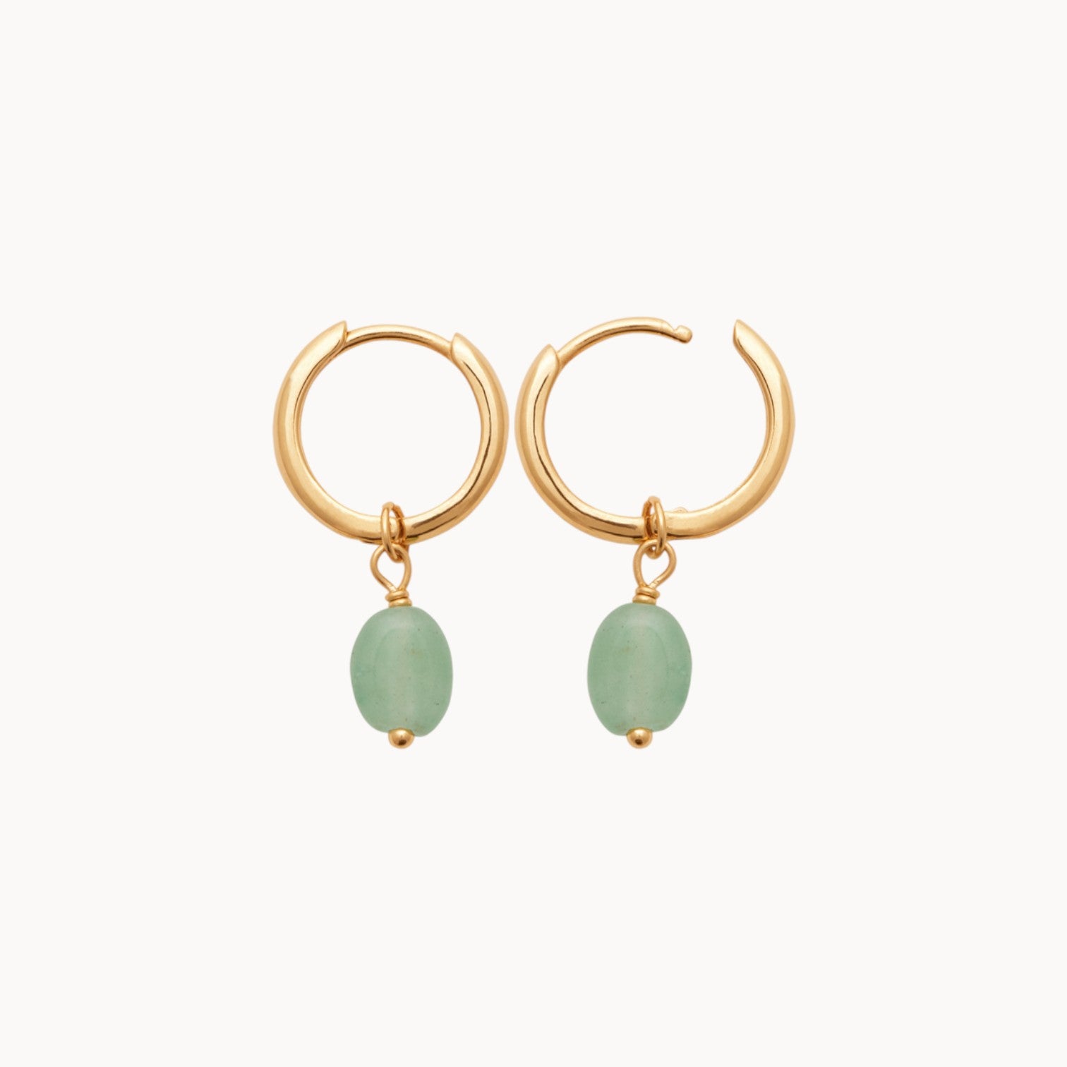 Boucles d'oreilles pendantes avec pierres de Quartzite vert en plaqué or 18 carats