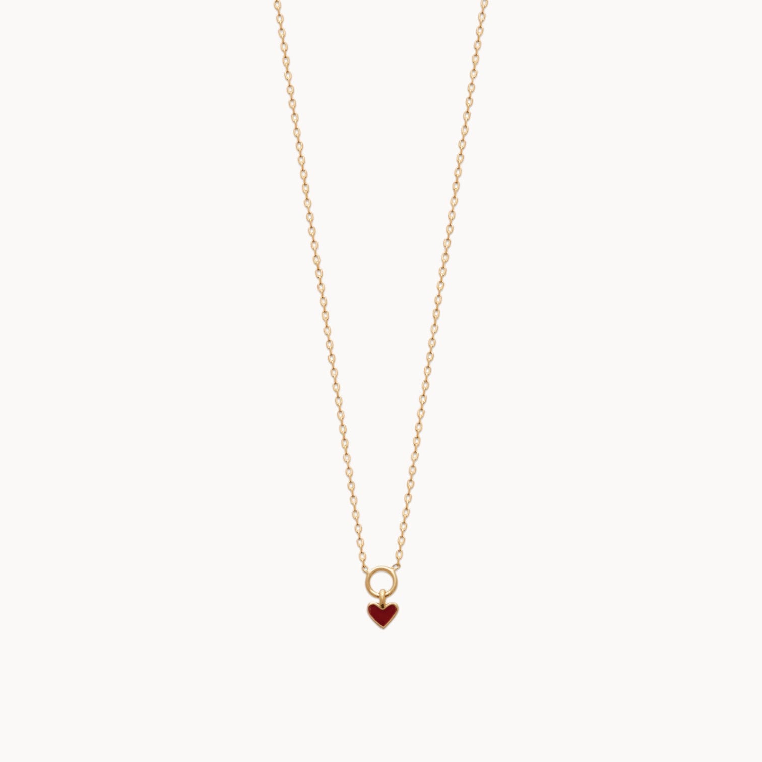 Collier petit cœur rouge passion en plaqué or 18 carats