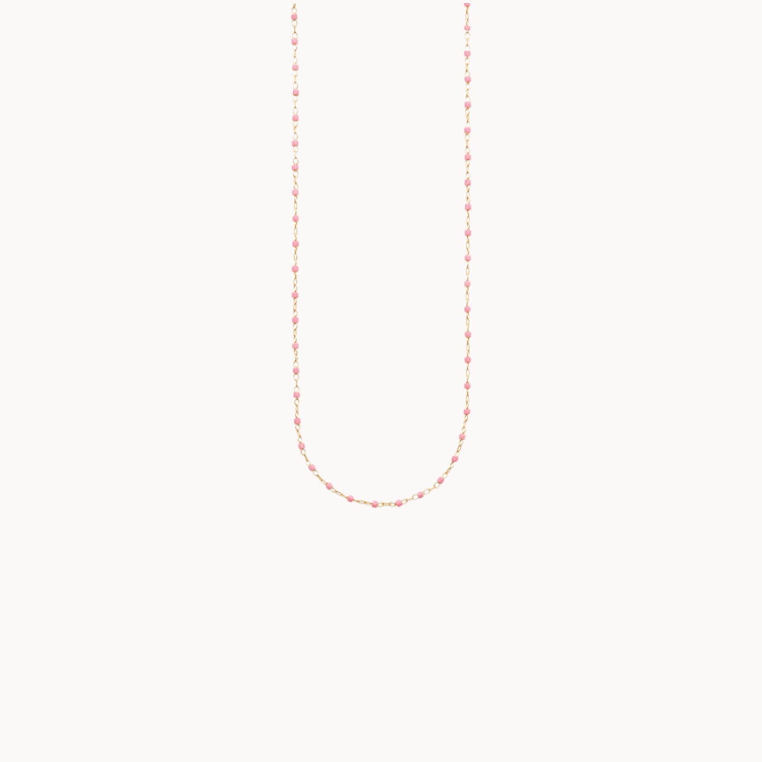 Collier sautoir perles Miyuki rose 135cm plaqué or 18 carats