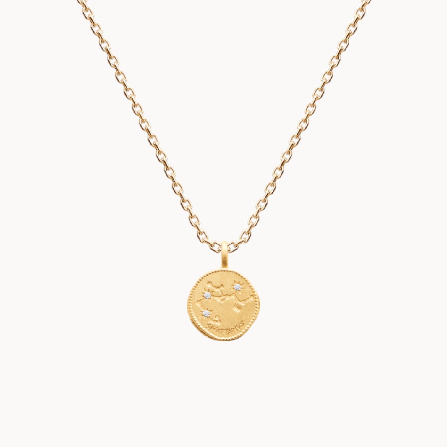 Médaille Constellation du Sagittaire 18mm plaqué or 18 carats