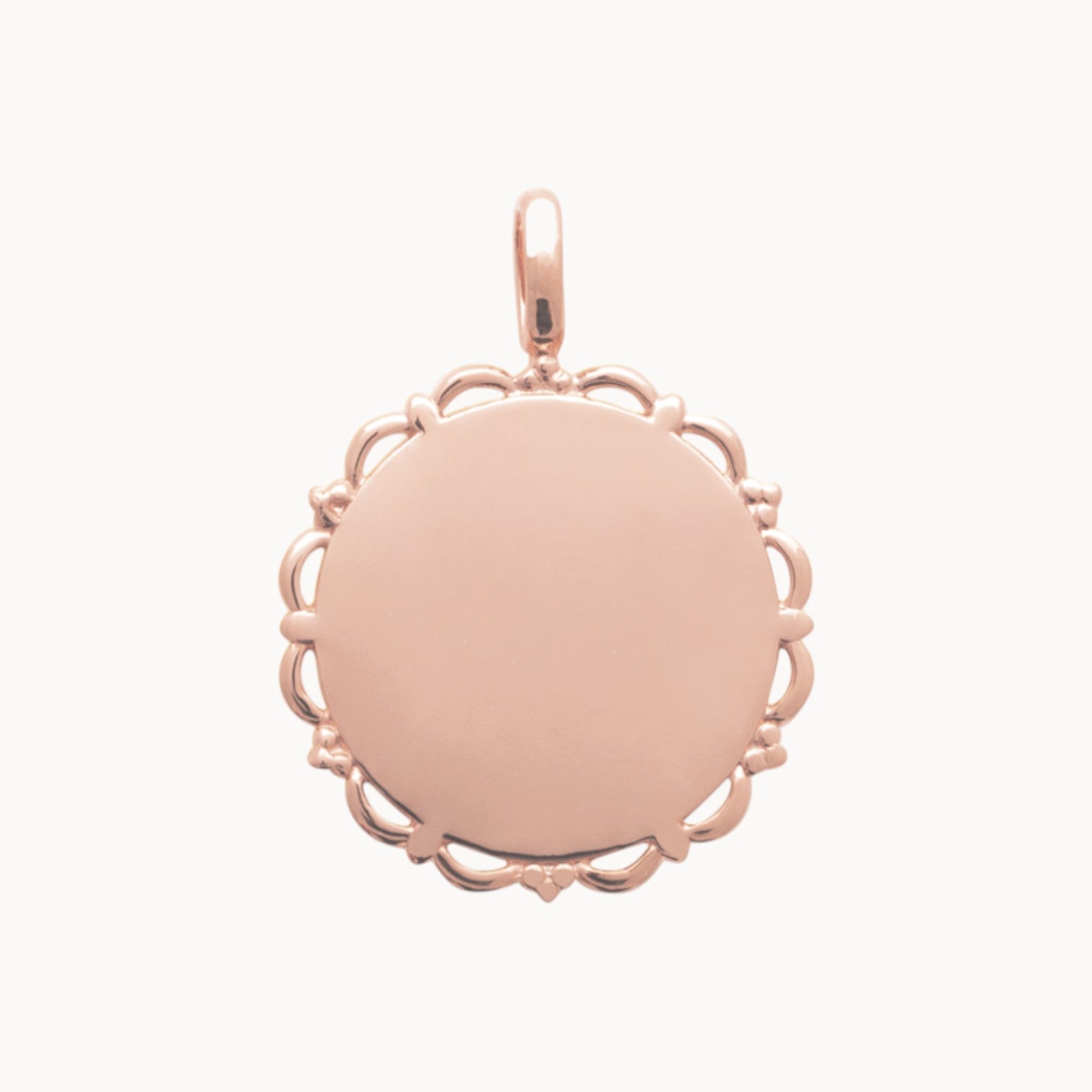 Pendentif médaille vintage tour dentelle à graver 17mm plaqué or rose 18 carats