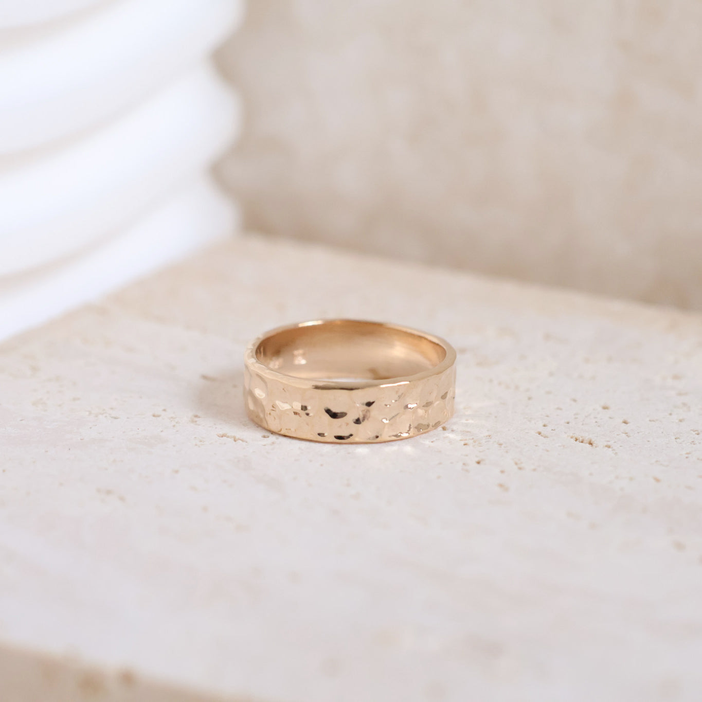 Nala hammered effect ring gold plated