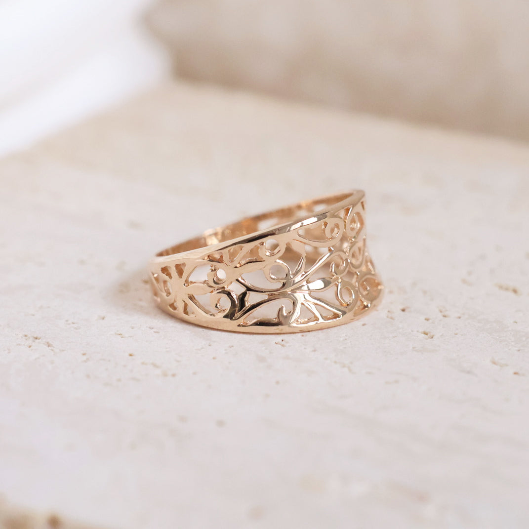 Siena ring filigree pattern gold-plated