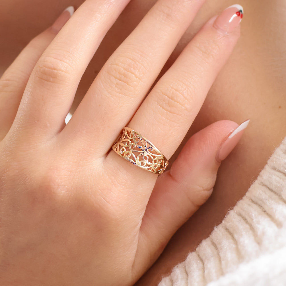 Siena ring filigree pattern gold-plated