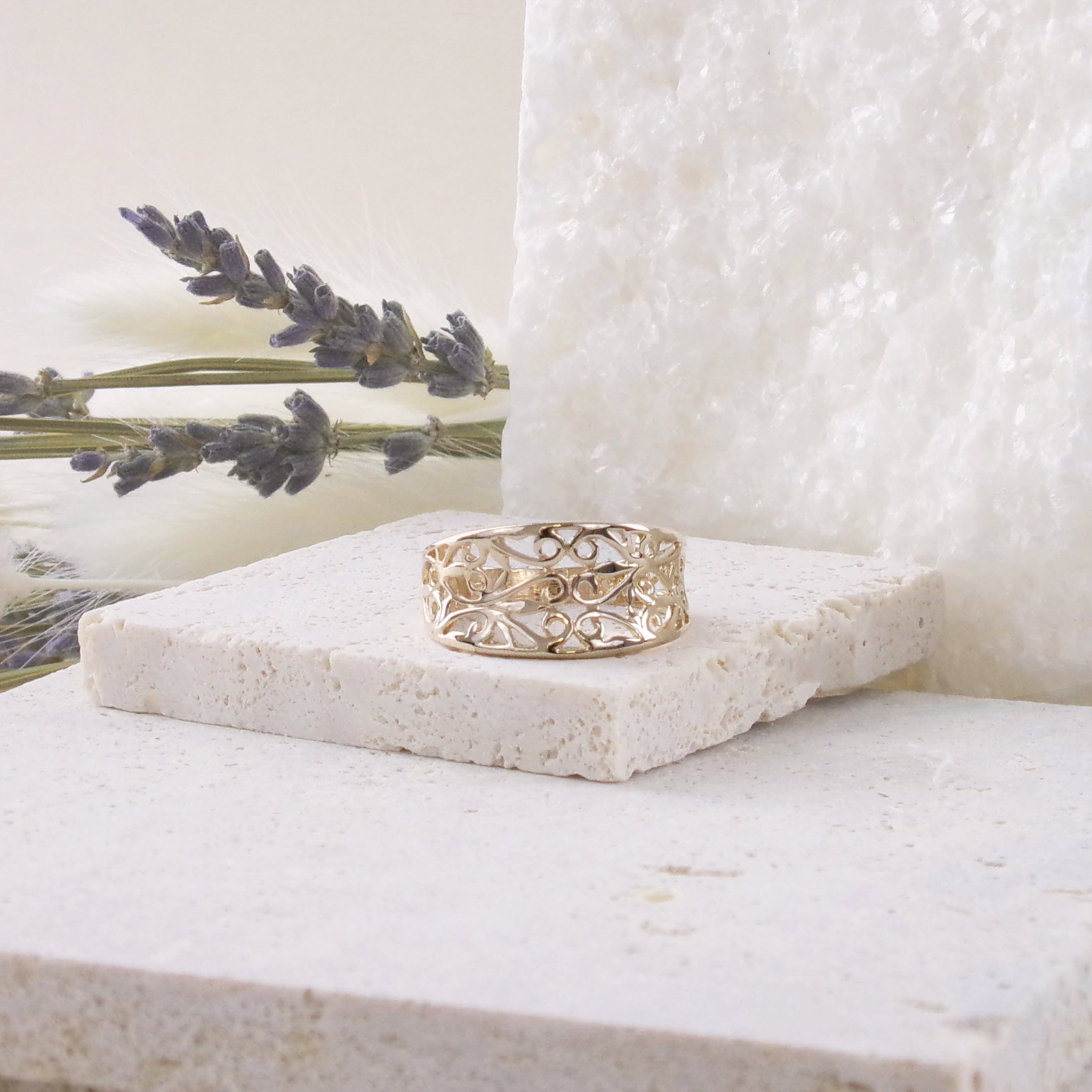 Siena ring filigree pattern gold-plated