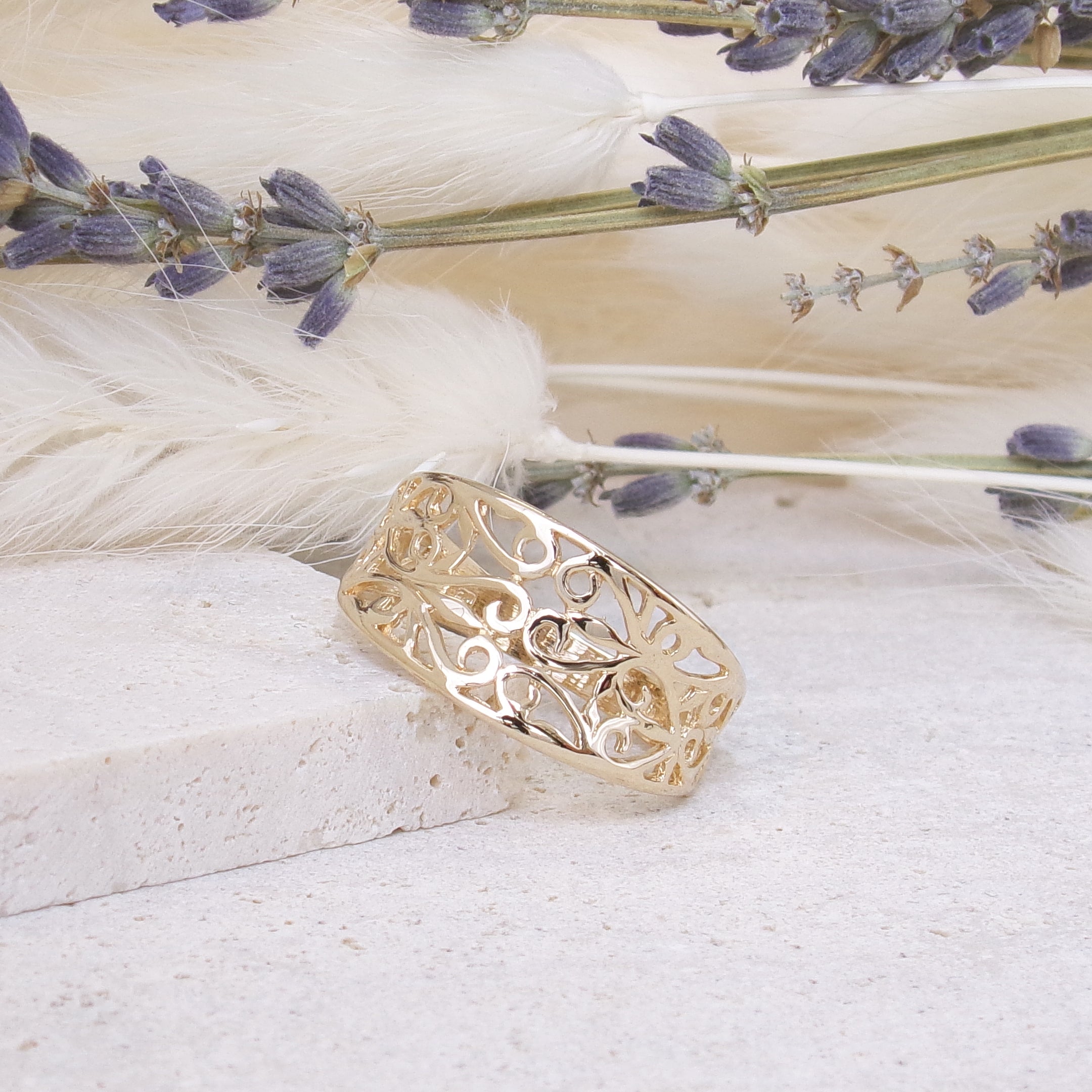 Siena ring filigree pattern gold-plated
