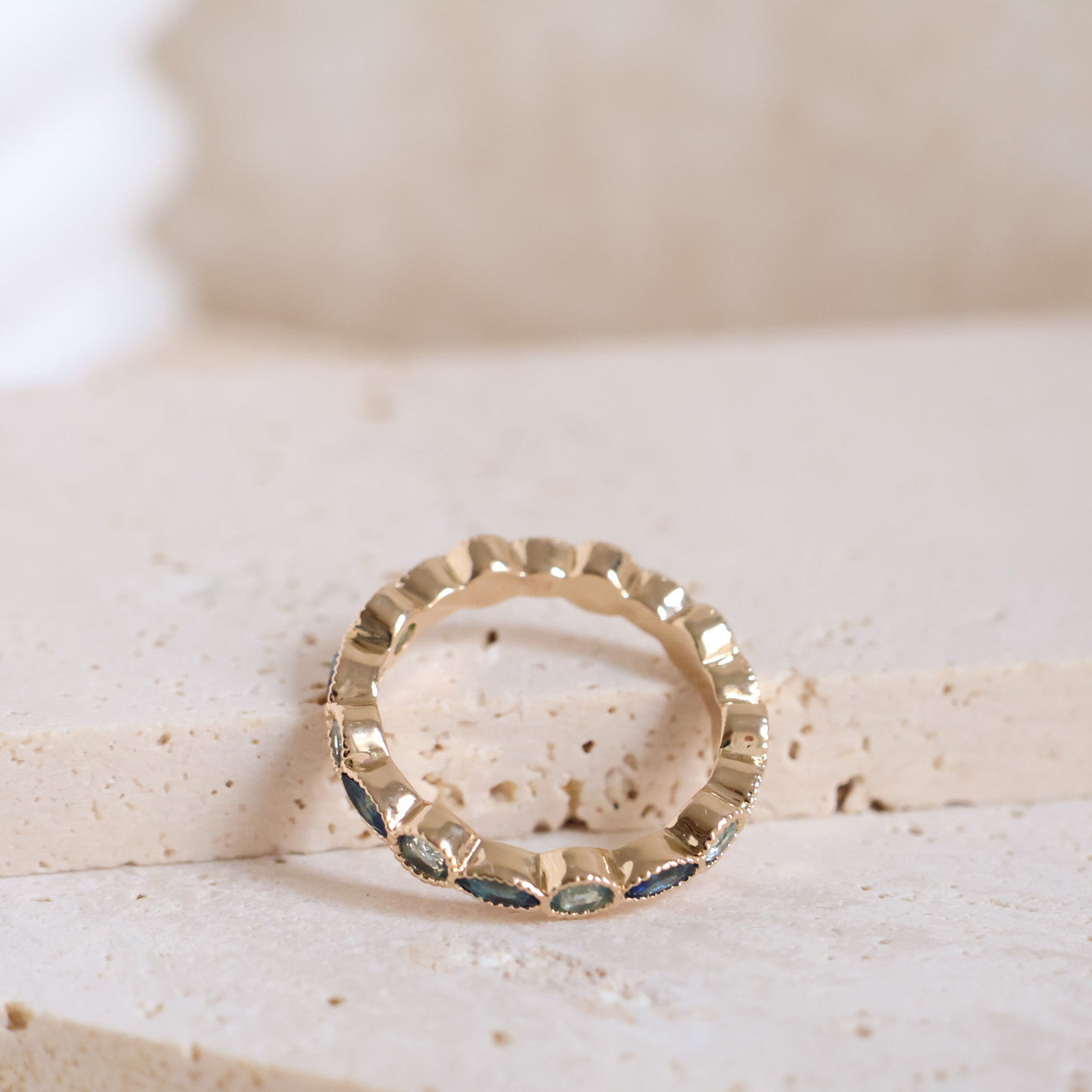 Nayasa feston band  ring with blue zircons gold plated