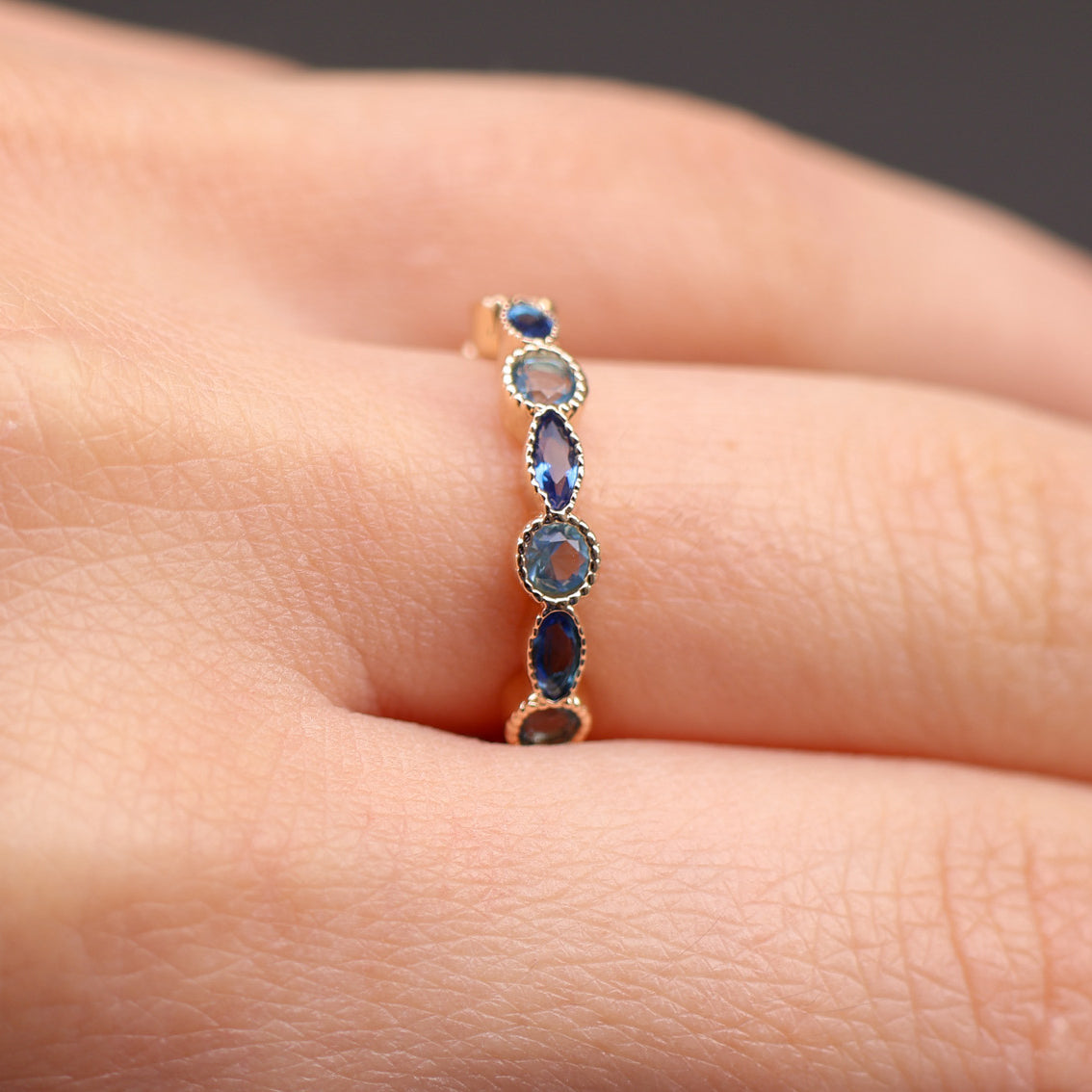 Nayasa feston band  ring with blue zircons gold plated