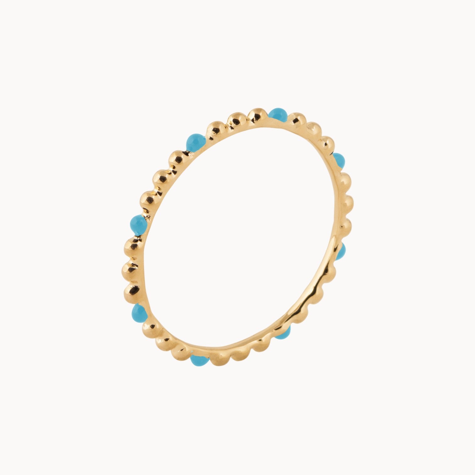 Dana beaded ring with blue enamel gold-plated