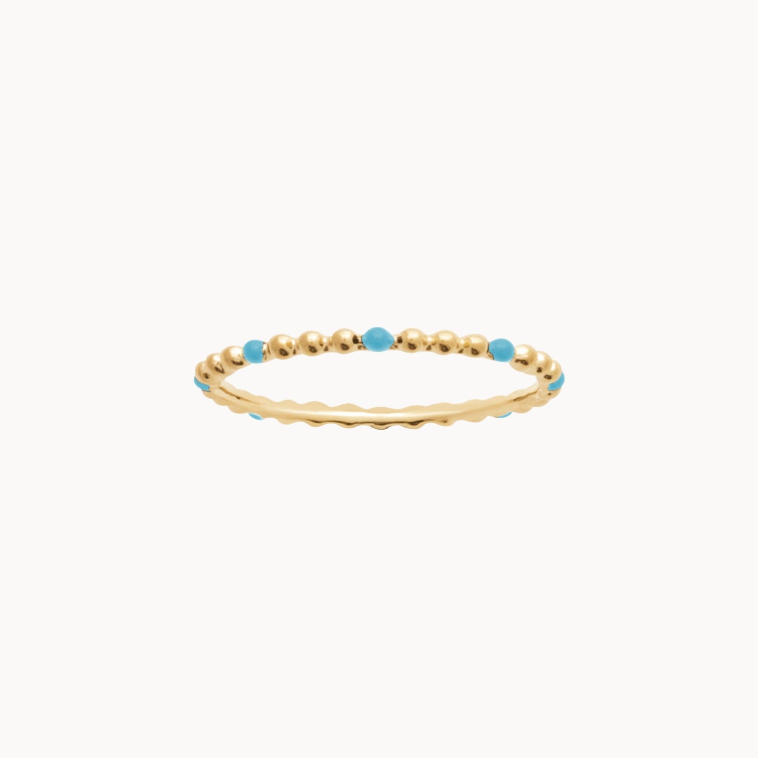 Dana beaded ring with blue enamel gold-plated