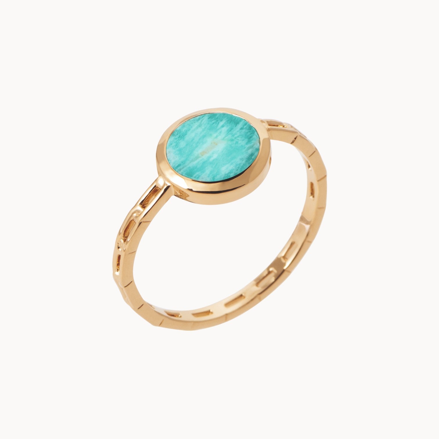 Kara openwork ring with Amazonite gold plated