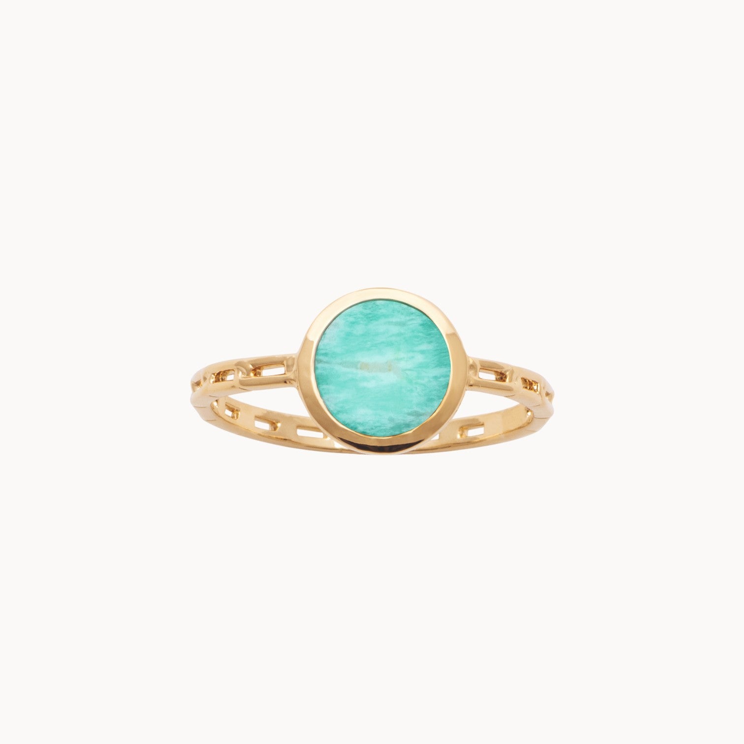 Kara openwork ring with Amazonite gold plated