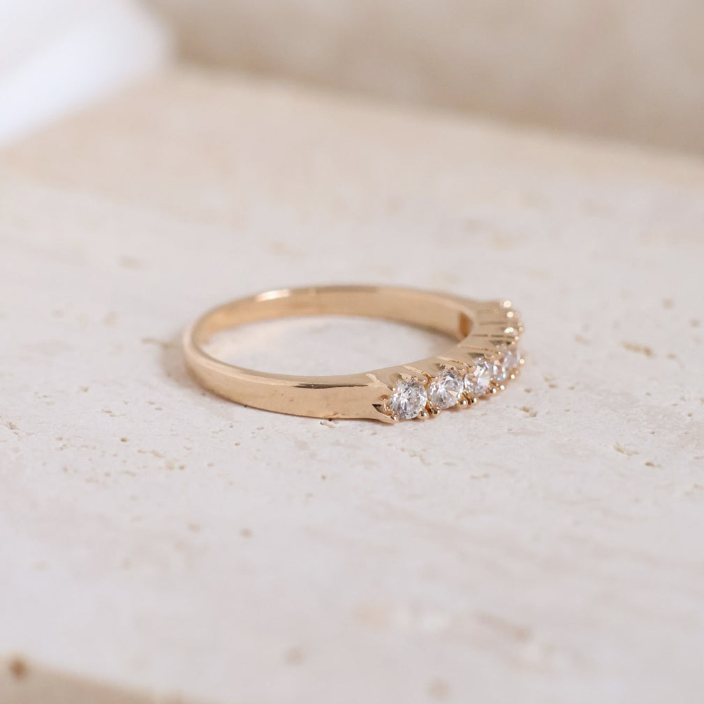 Ida half-round engagement ring with zircons gold plated