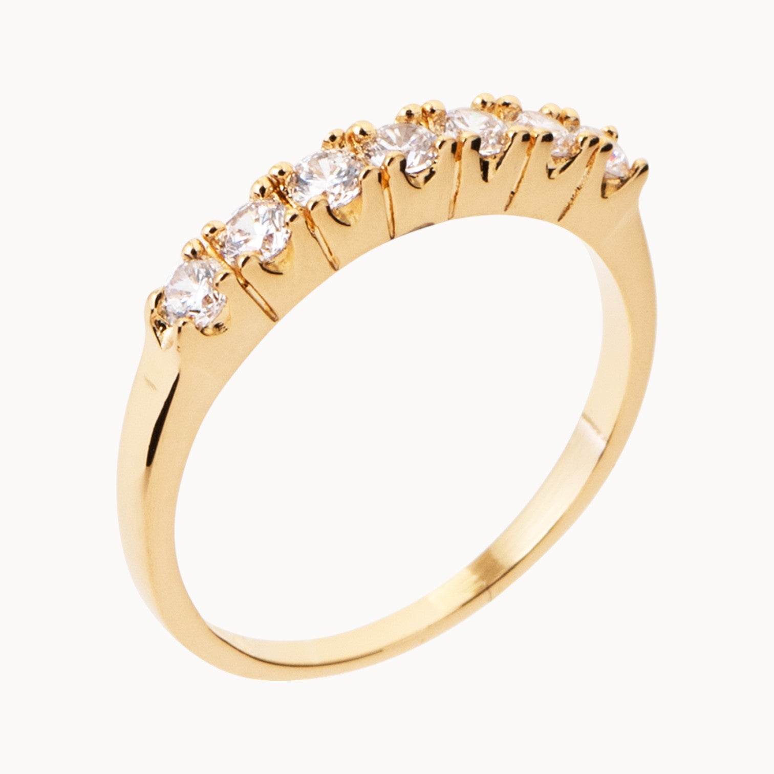 Ida half-round engagement ring with zircons gold plated