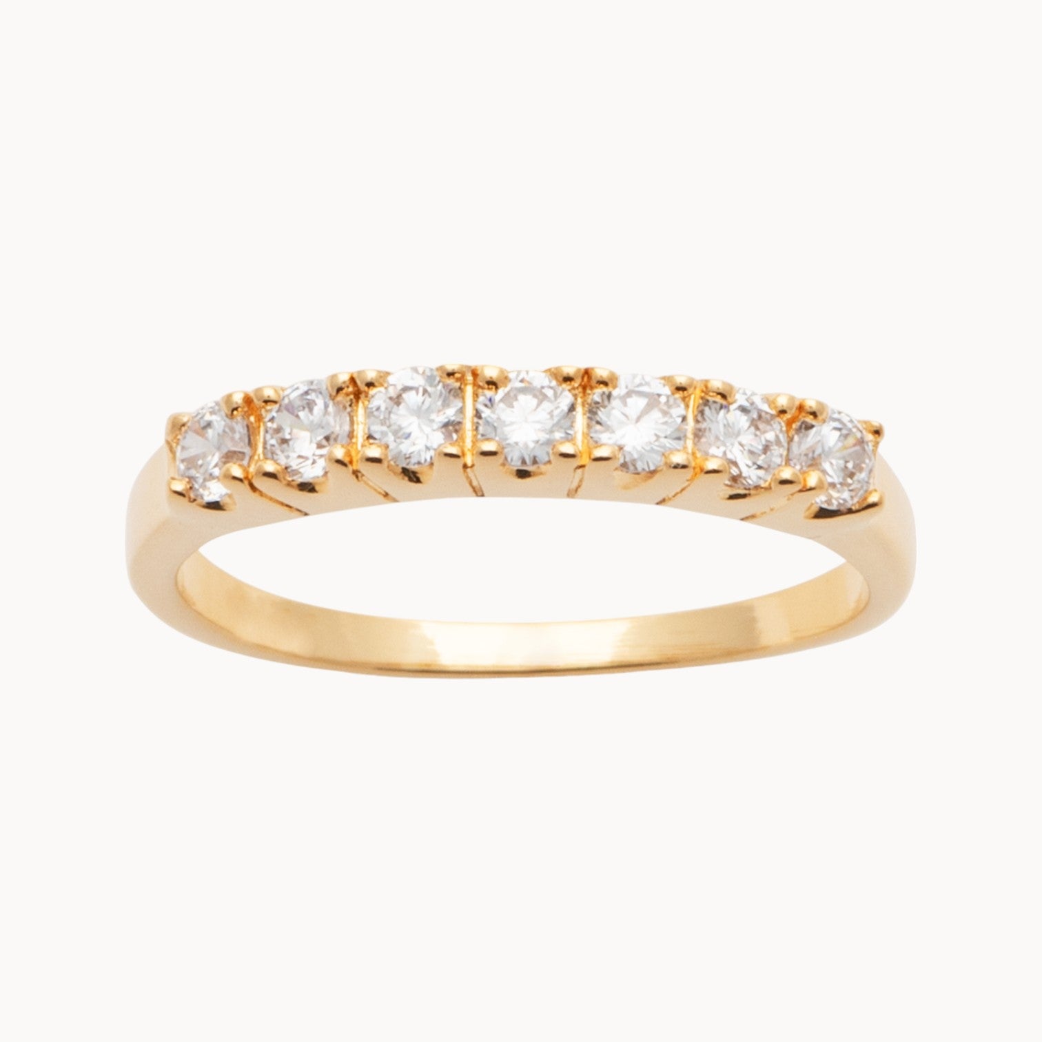 Ida half-round engagement ring with zircons gold plated
