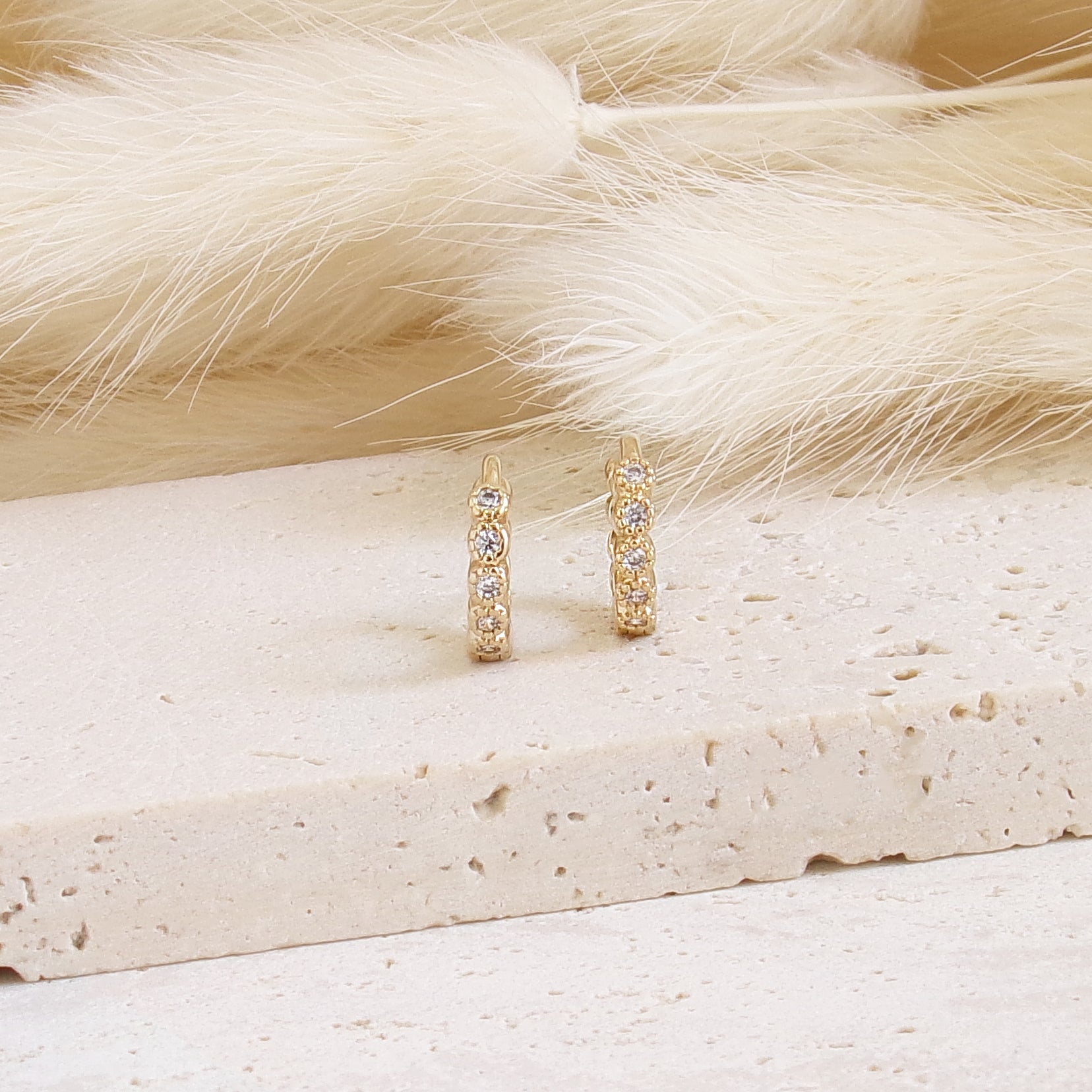 Juna hoop earrings zircons gold-plated