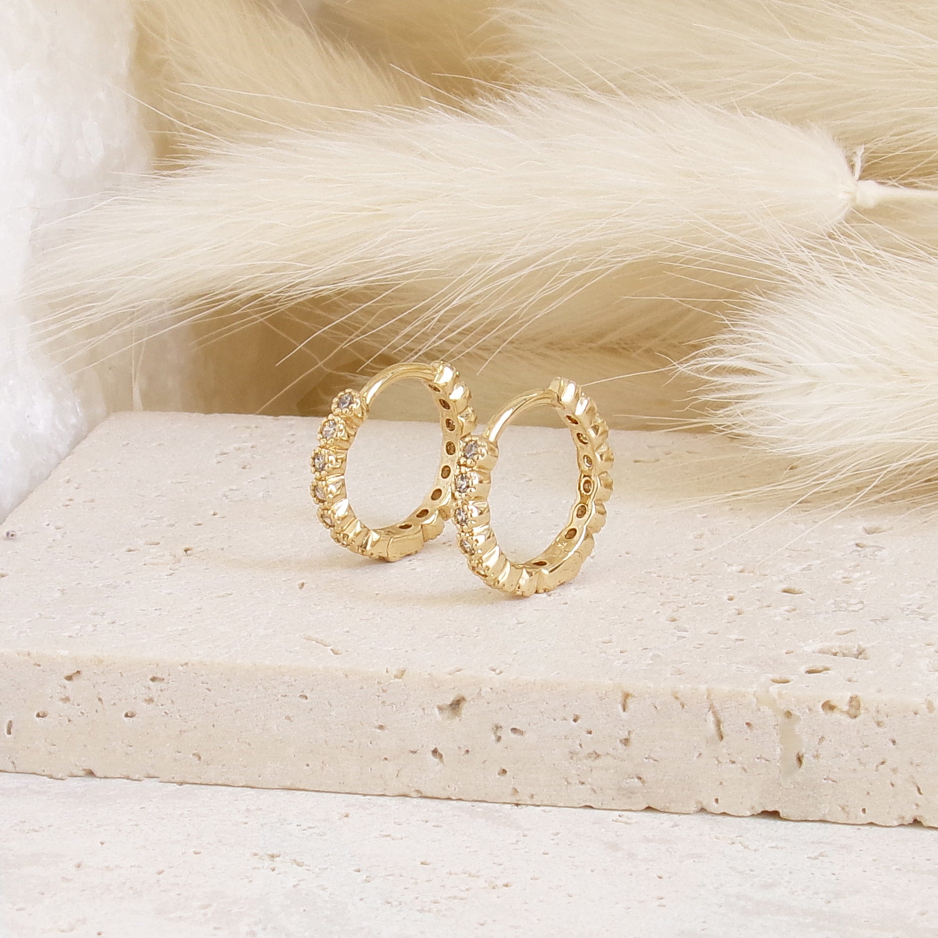 Juna hoop earrings zircons gold-plated