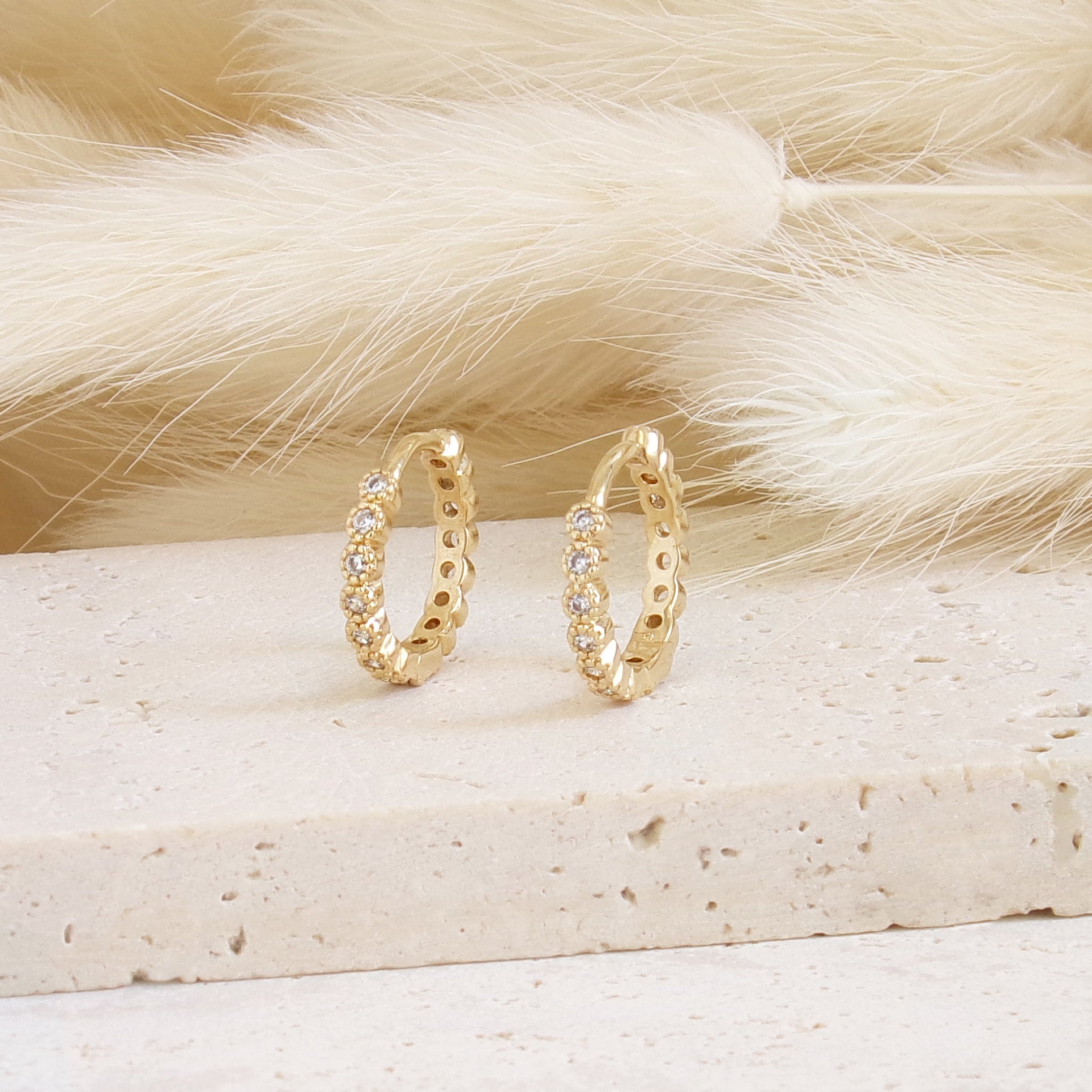 Juna hoop earrings zircons gold-plated