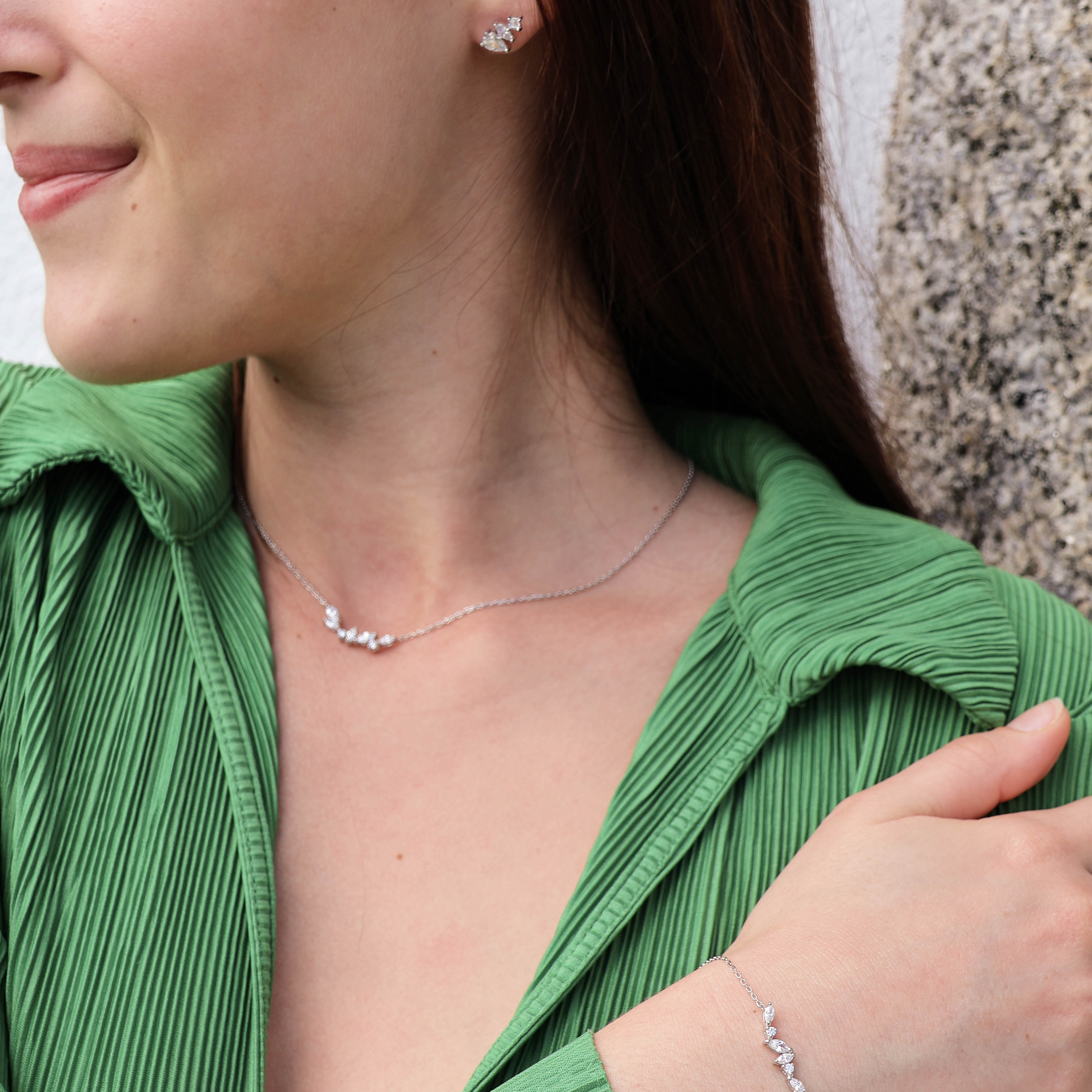 Luna zircon petal earrings sterling silver