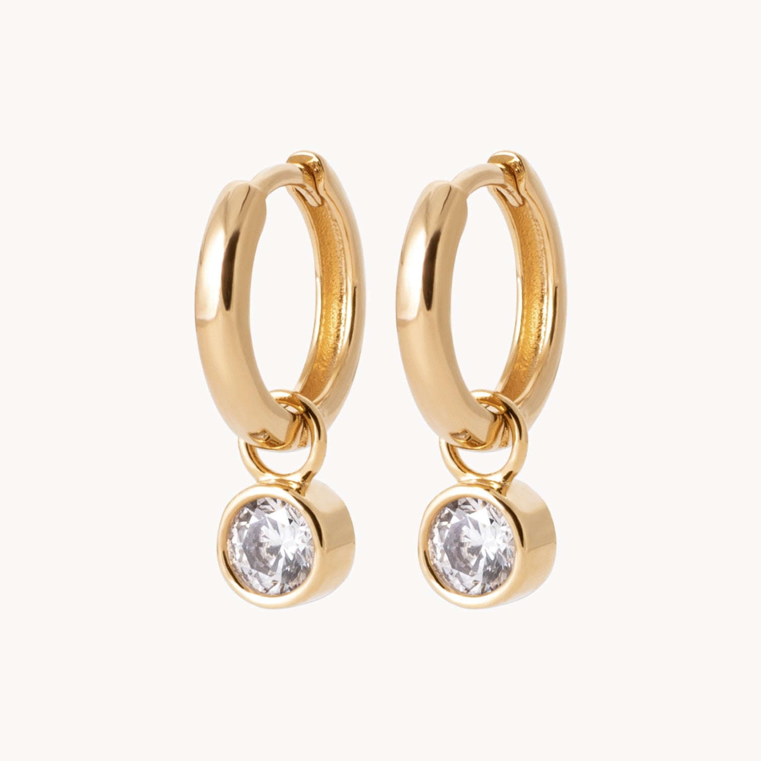 Misaki mini hoop earrings with zircons gold-plated
