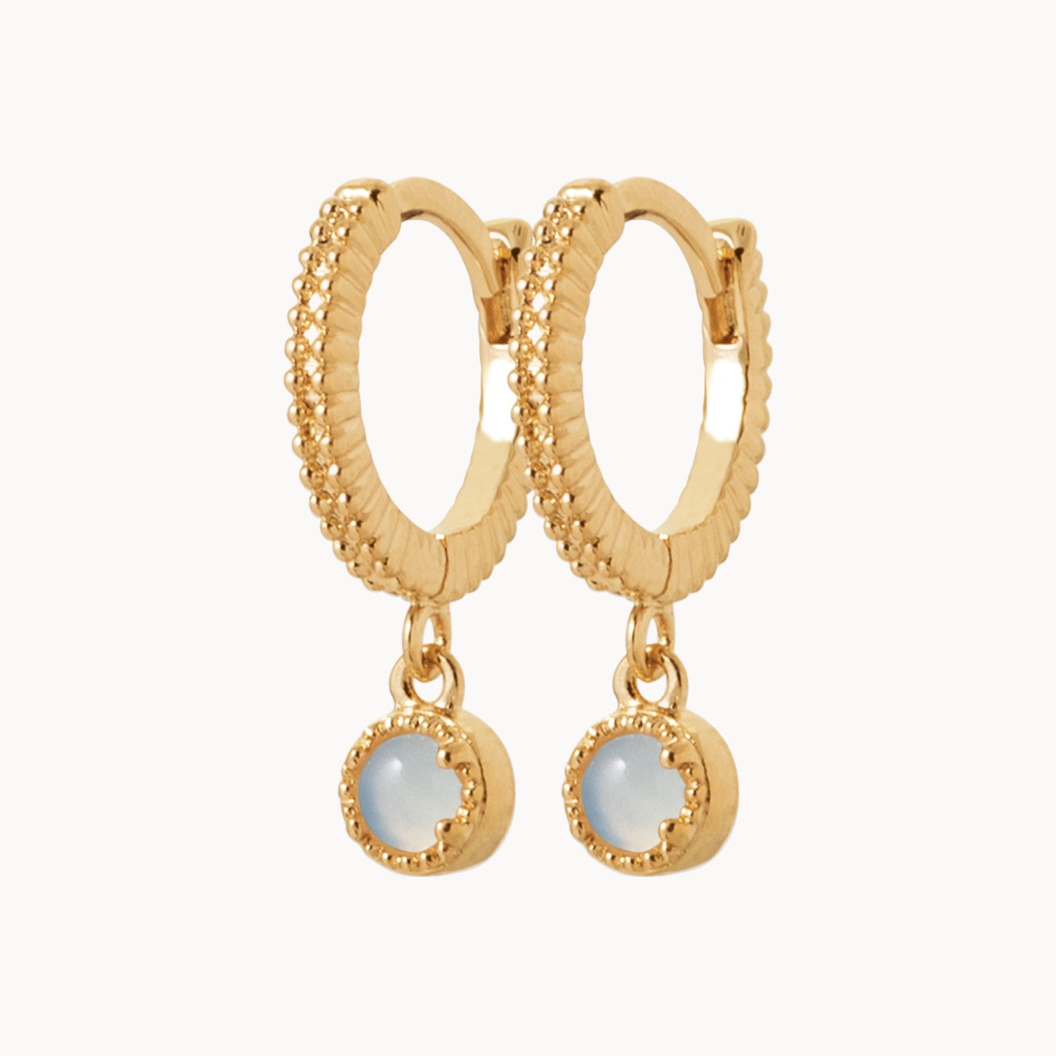 Mira mini hoop earrings striated with blue agate gold-plated