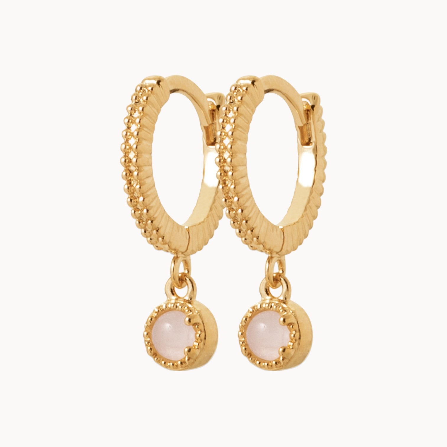Mira mini hoop earrings striated rose quartz gold-plated