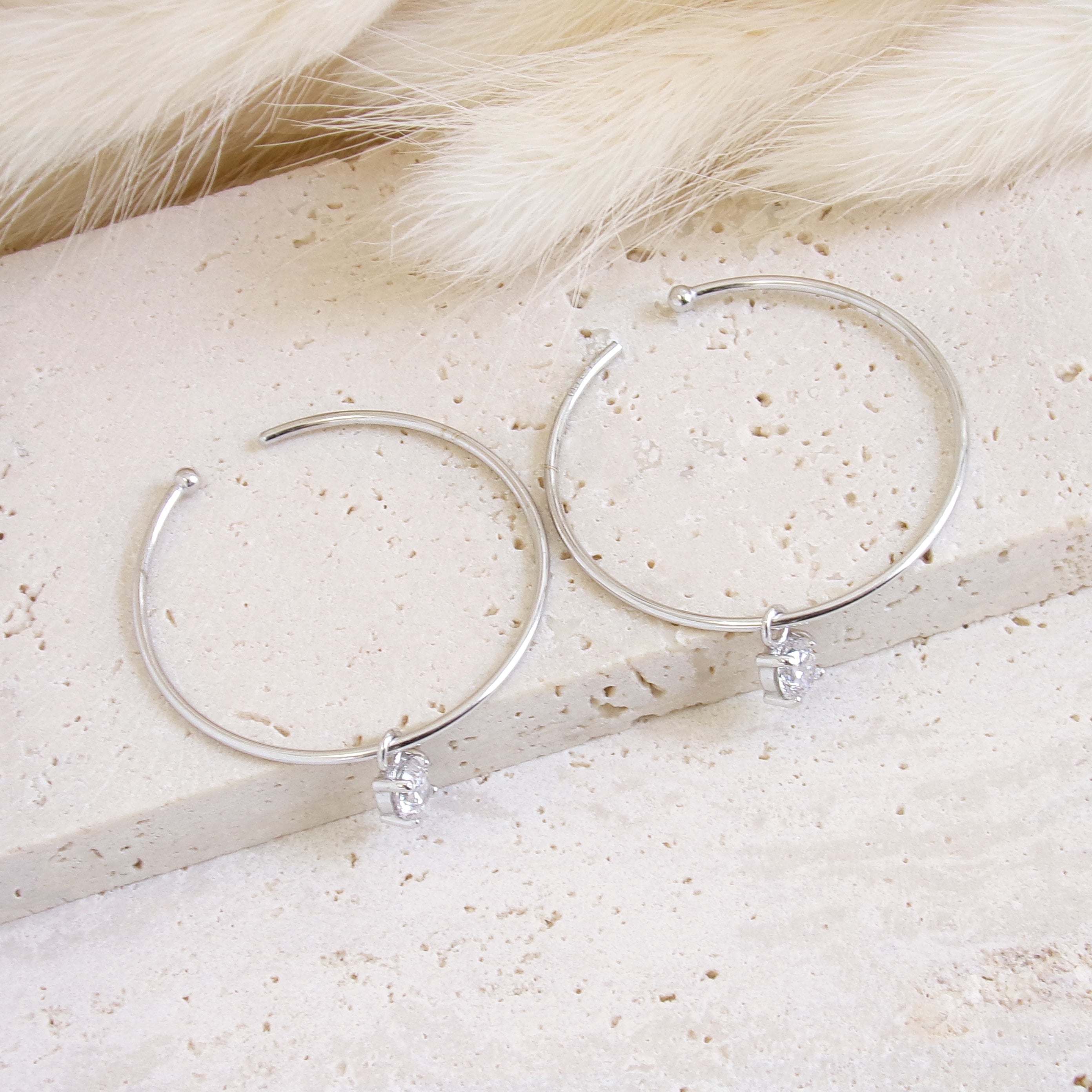 Bella hoop earrings with oxide tassel sterling silver