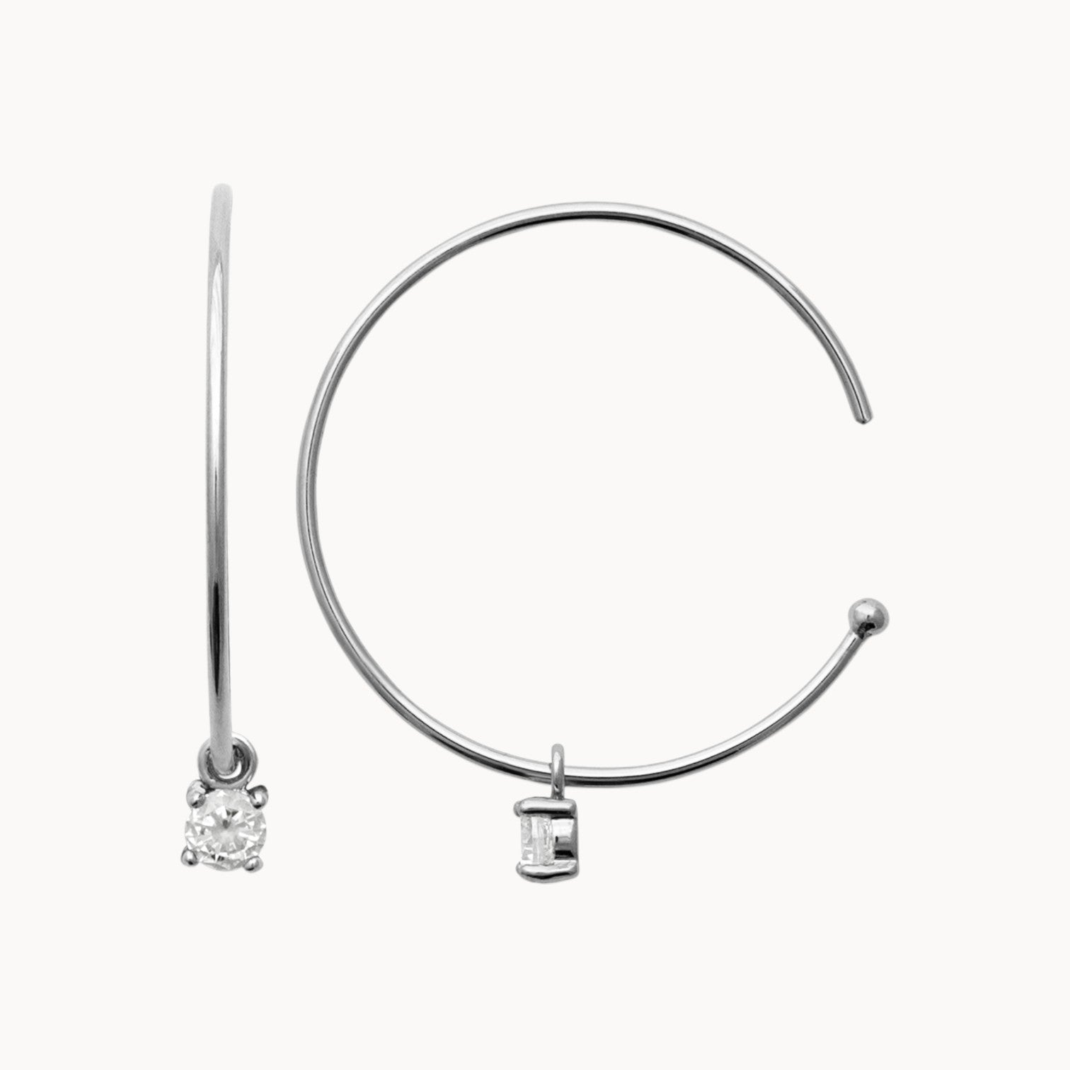 Bella hoop earrings with oxide tassel sterling silver