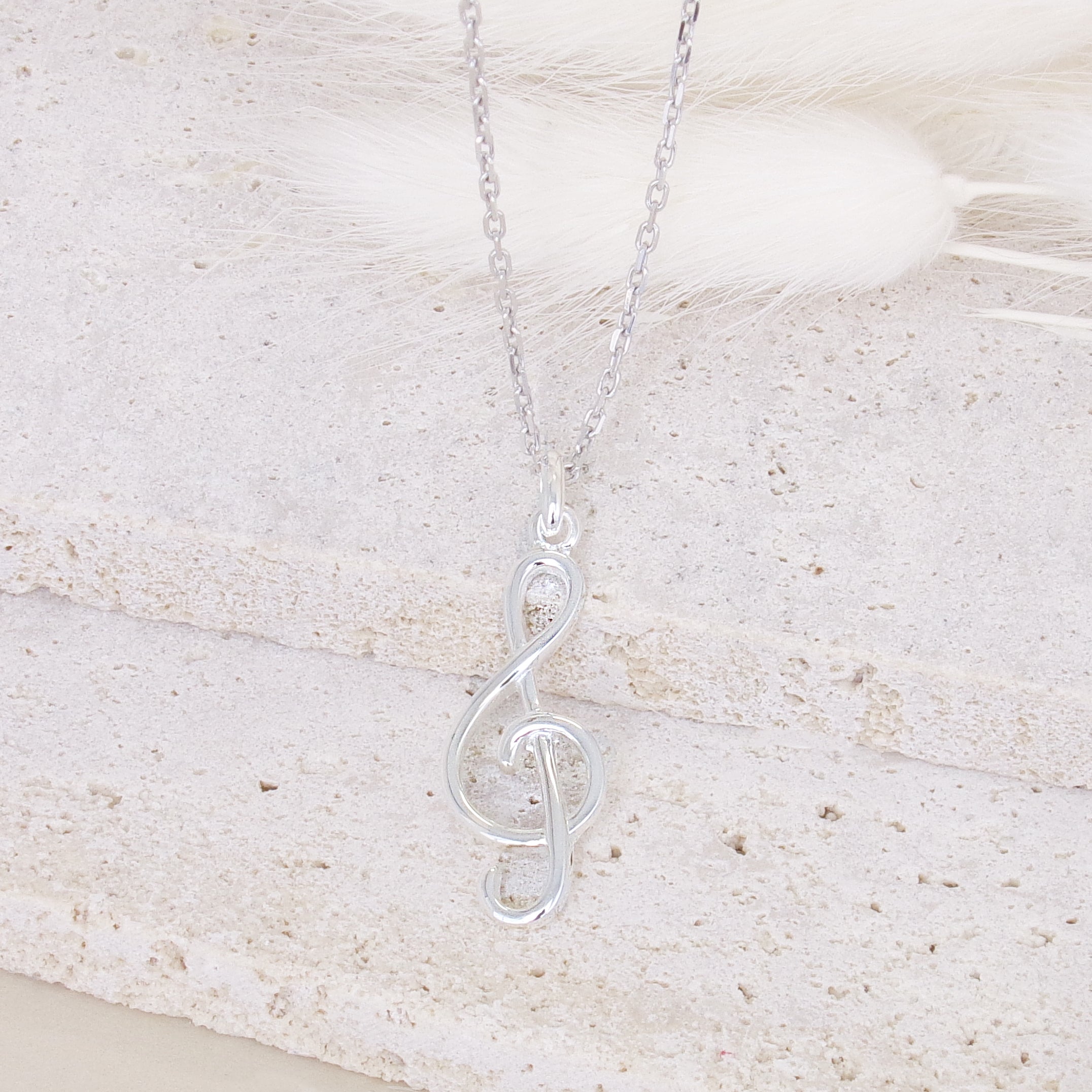 Treble Clef charm sterling silver