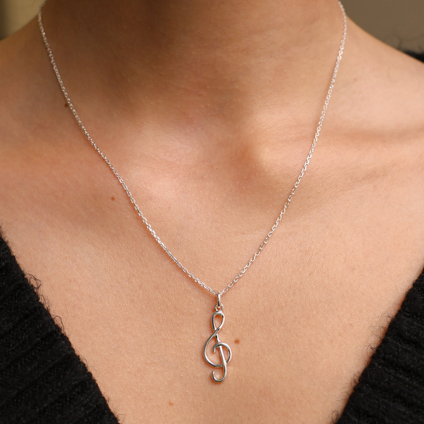 Treble Clef charm sterling silver