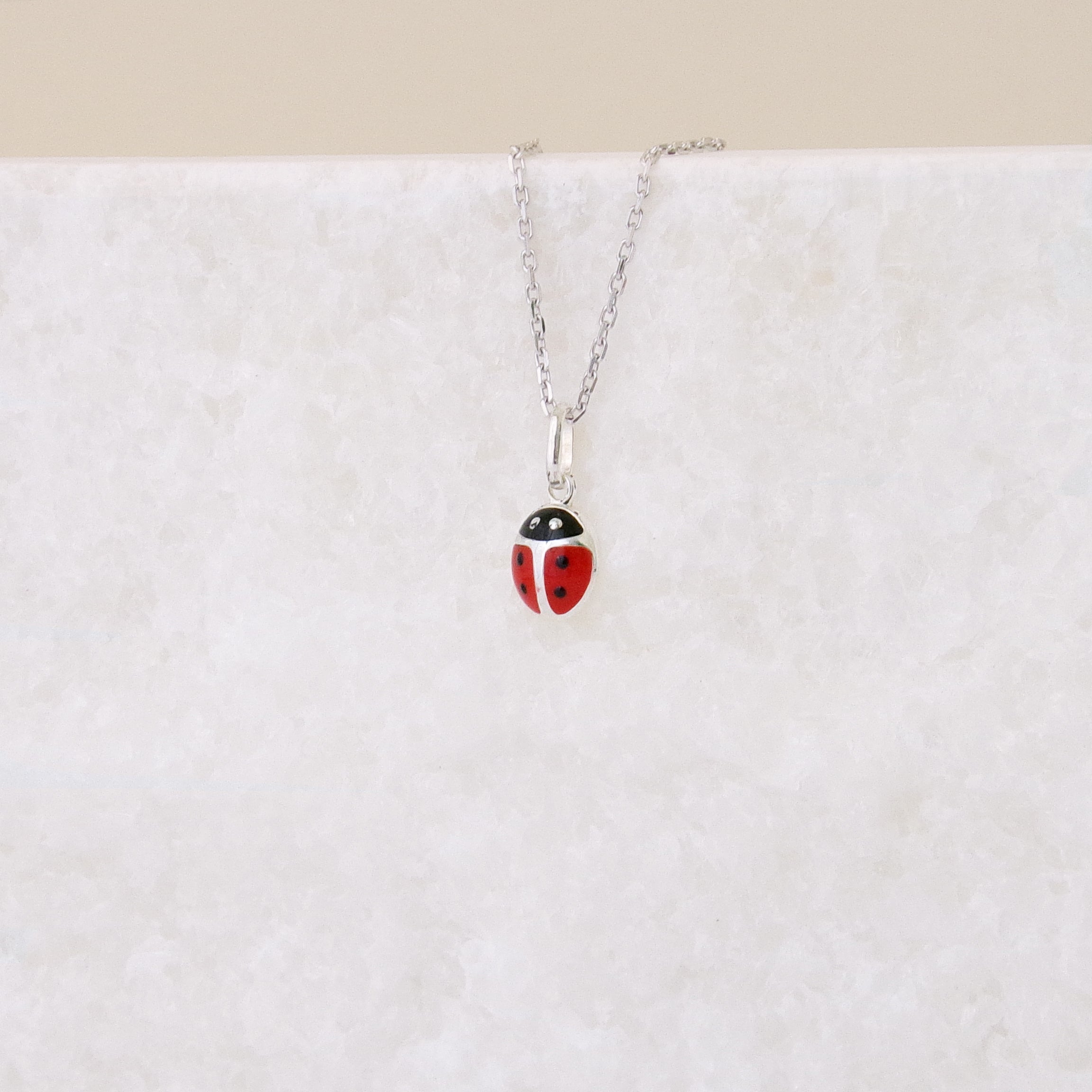 Ladybug enameled charm sterling silver